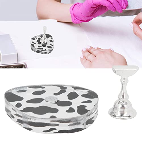 Magnetic Press On Nail Stand - Acrylic Nail Display Holder with Round Base for Nail Art Practice, Manicure Training & Salon Professionals (Silver) | Perfect for Beginners, Nail Artists & DIY Nail Enthusiasts at Home or Salon
