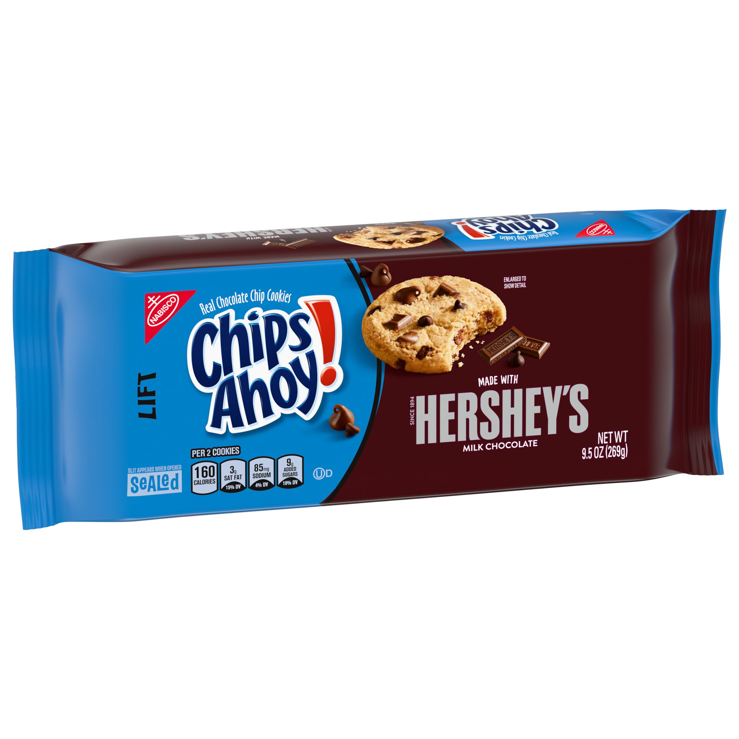 Hershey's Milk Chocolate Chip Cookies - CHIPS AHOY! 9.5 oz Bag | Soft Baked Cookies for Snacking, Lunch Boxes & Office Treats