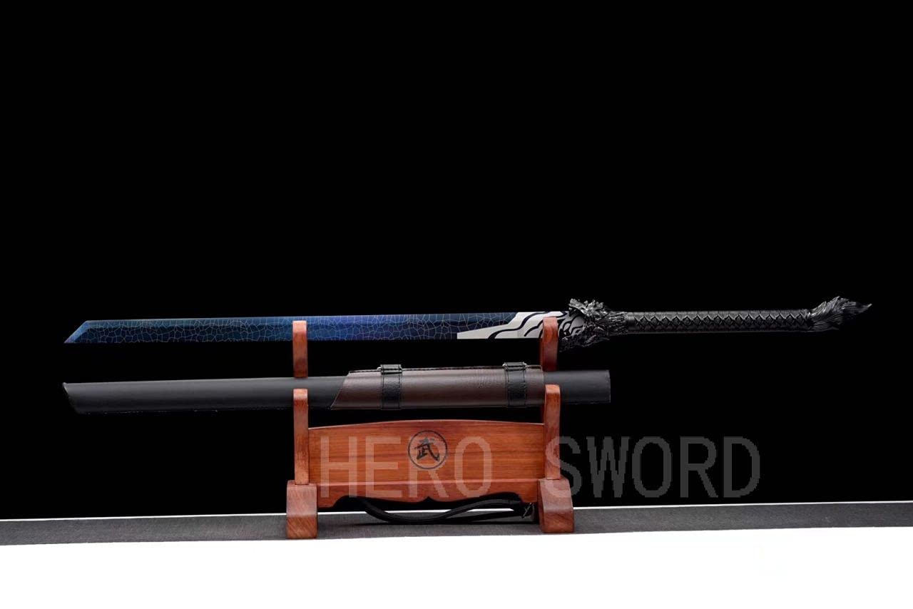 Assassin Five Six Seven Anime Replica Cosplay Katana - Shadow 柒 Japanese Samurai Sword with Blue Blade | Handmade 9260 Spring Steel | Perfect for Cosplay, Collectors & Martial Arts Training (#6)