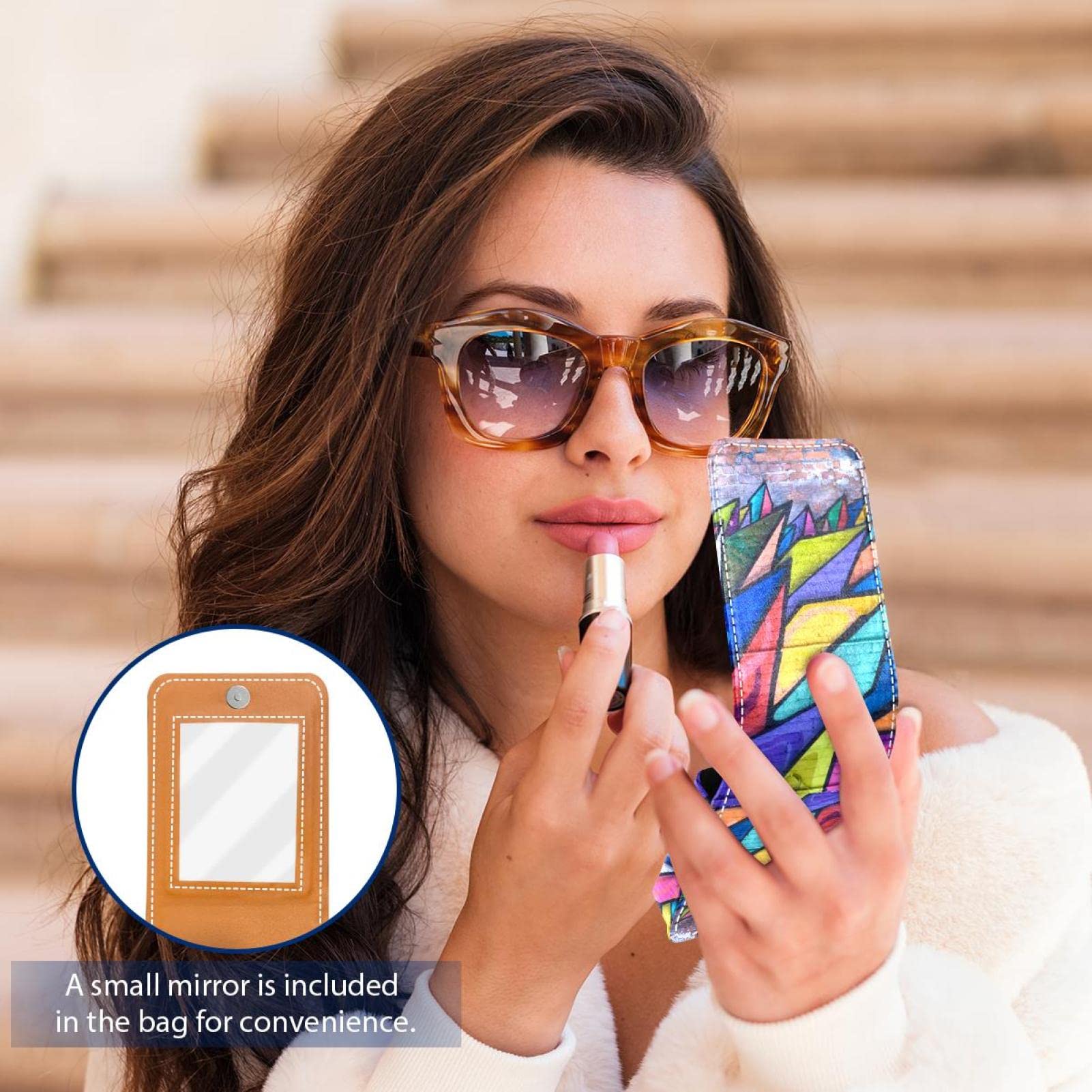 Custom Lipstick Case - Portable Makeup Bag & Cosmetic Pouch Organizer with Colorful Doodle Street Art Design | Perfect for Travel, Daily Use & Gift Giving