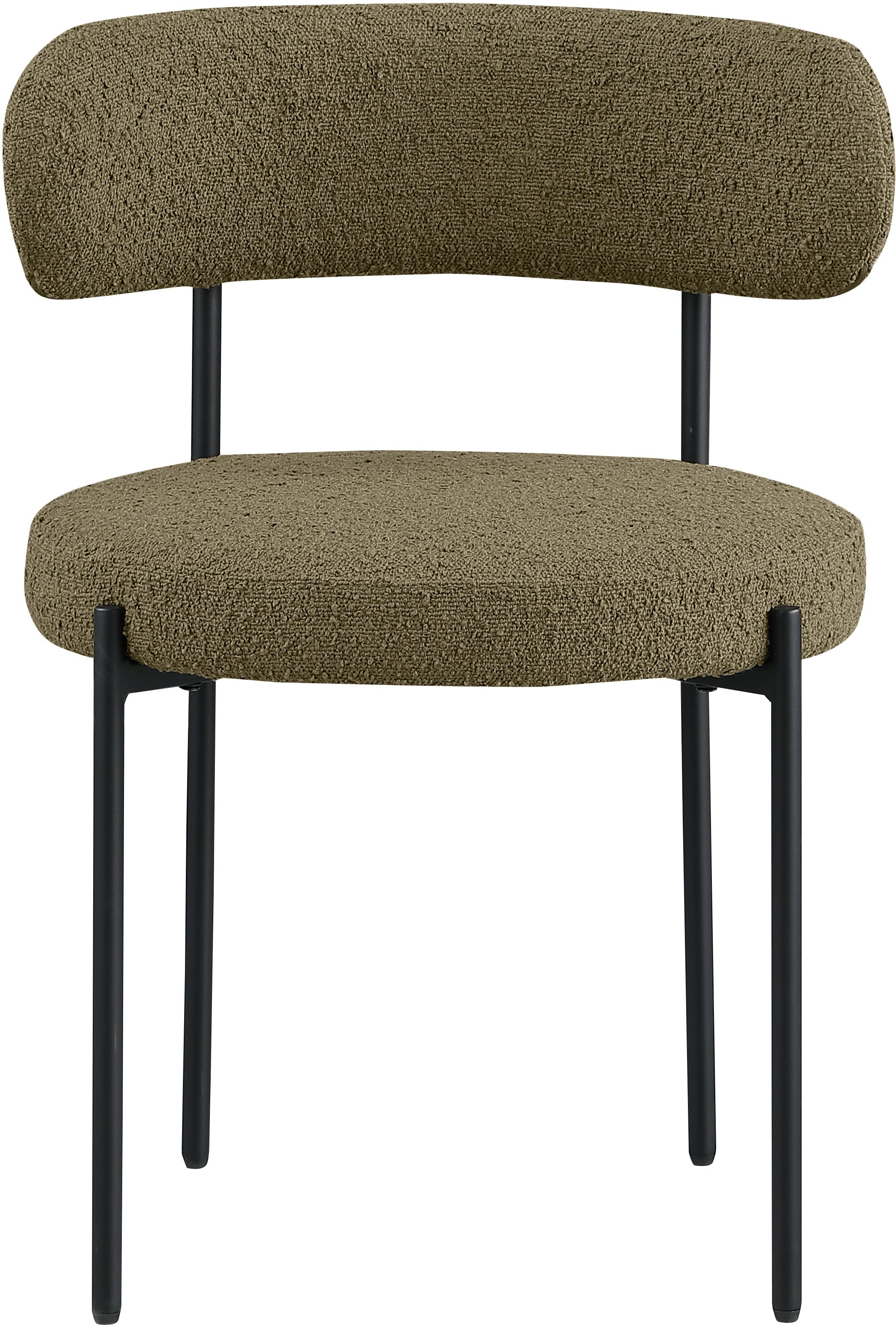 Luxury Boucle Fabric Dining Chair - Modern Upholstered Accent Chair for Dining Room, Living Room & Office - Soft & Comfortable Seat with Sturdy Metal Legs