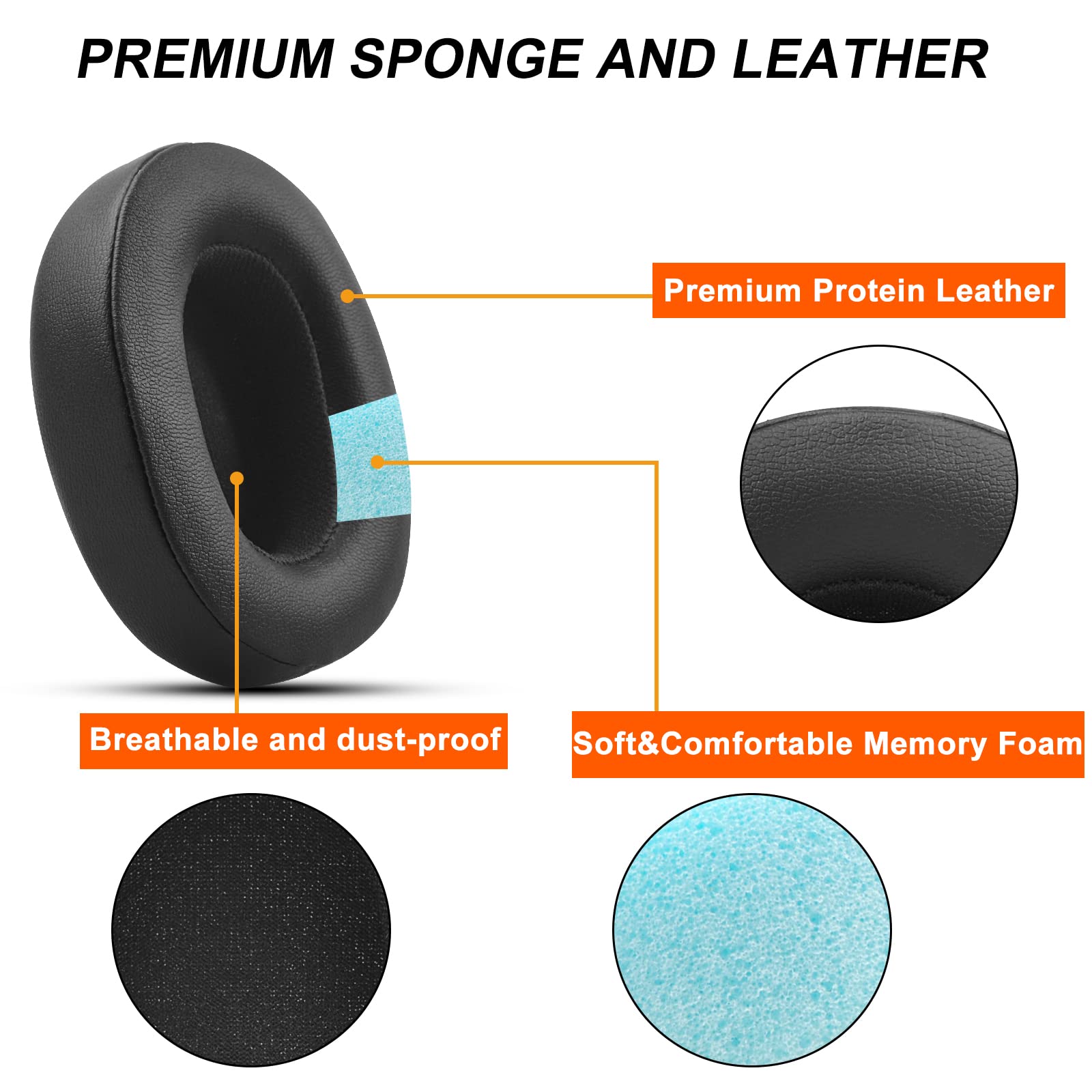 Premium Replacement Ear Pads for Skullcandy Crusher Wireless, ANC/EVO, Hesh ANC/EVO & Hesh 3 Wireless Headphones - Also Compatible with Venue Wireless ANC - Soft Leather Fabric Cushions for Comfort & Durability - Perfect for Gaming, Music & Travel