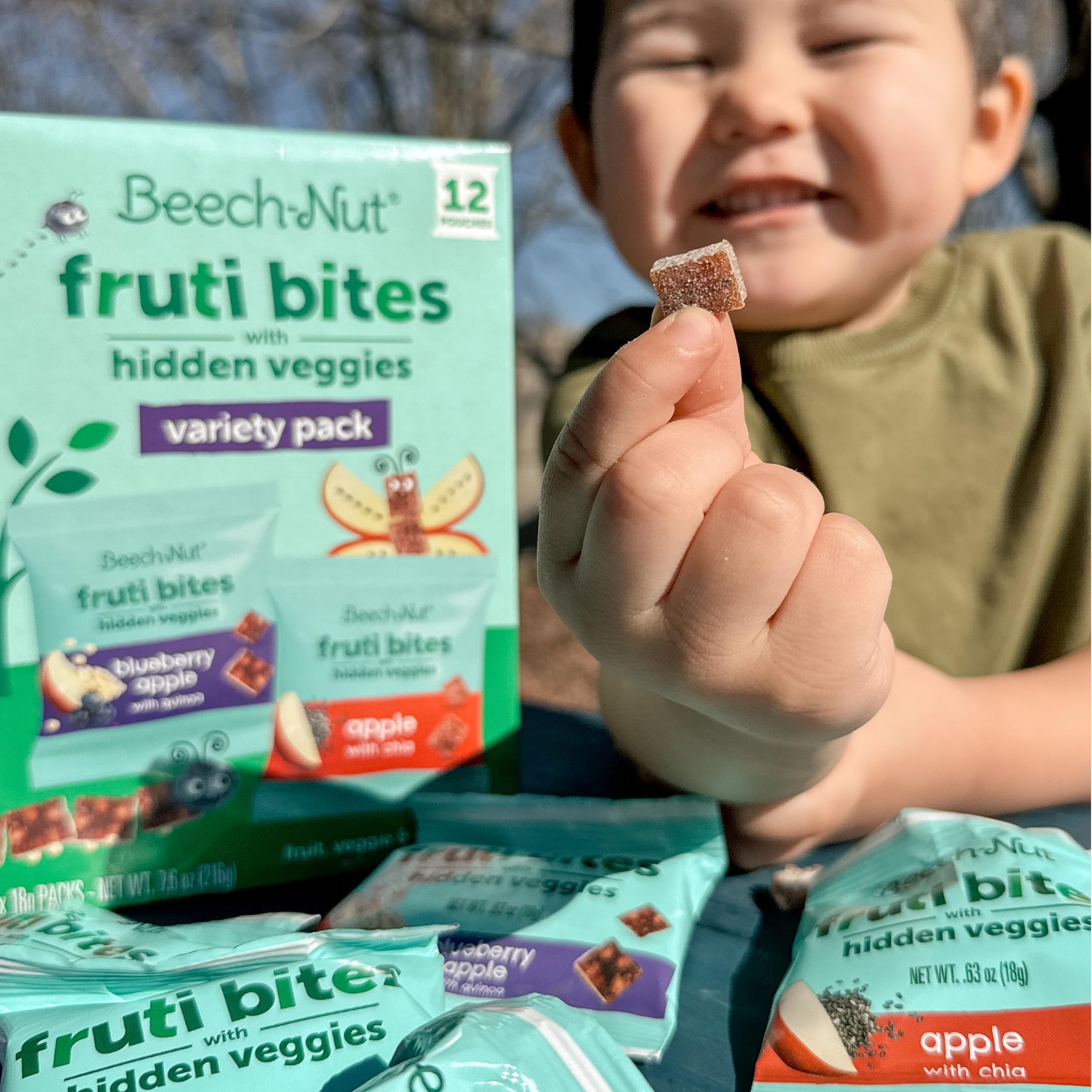 Beech-Nut Toddler Snacks Fruti Bites with Hidden Veggies, Quinoa & Chia - Healthy Fruit Snack Variety Pack for Babies & Toddlers (6 Boxes, 72 Individually Wrapped Packs) - Perfect for On-the-Go, Lunchboxes & Healthy Snacking