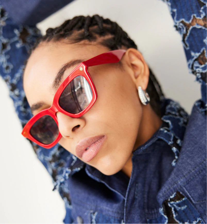 Sunseeker Bio Acetate Polarized Sunglasses for Men & Women - Solid Red Frame with Smoke Lens - UV400 Protection, Lightweight & Comfortable - Perfect for Driving, Beach, and Outdoor Activities