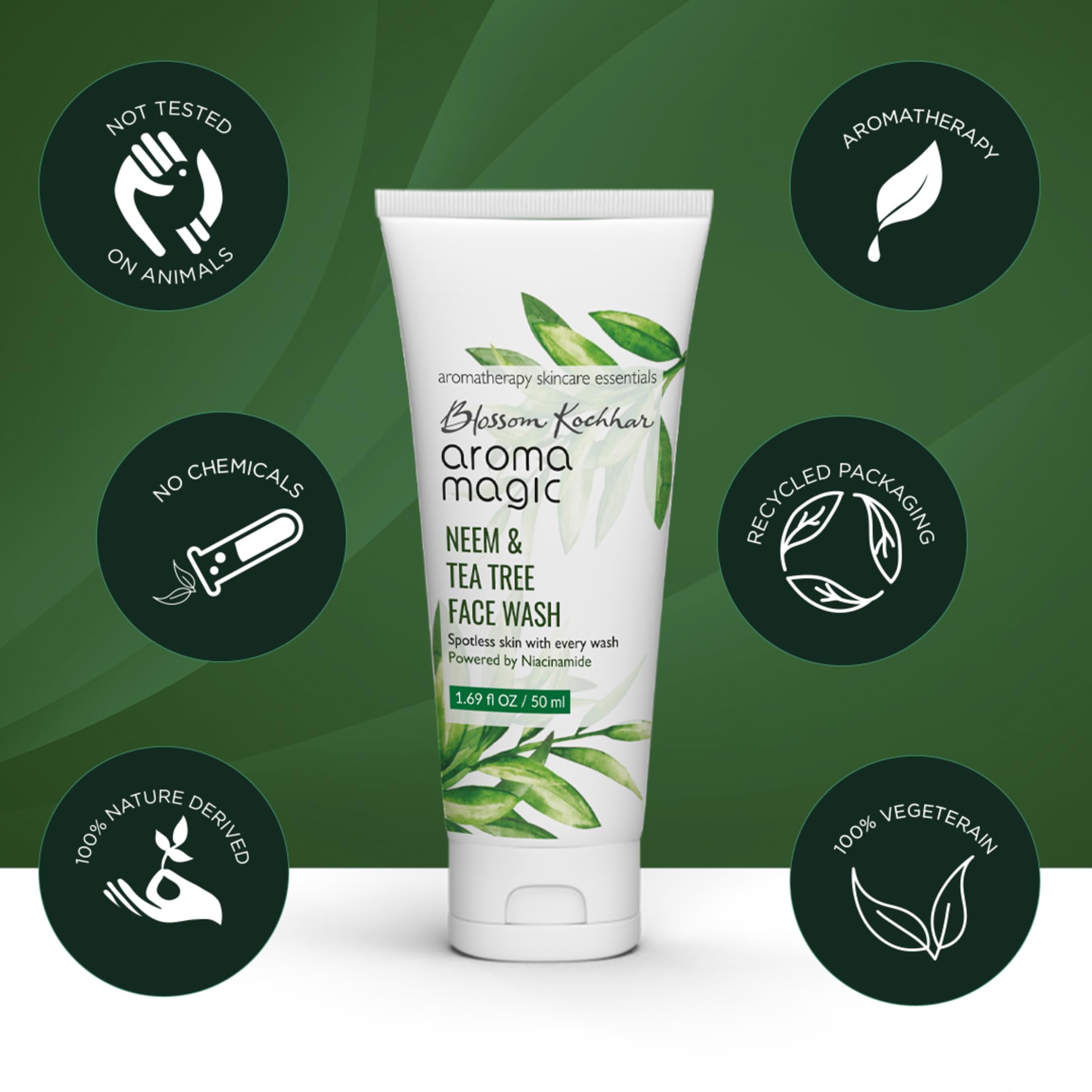 Aroma Magic Neem & Tea Tree Face Wash with Niacinamide (100ml) & Lavender Face Wash (100ml) - Acne Control & Soothing Cleanser for Oily & Sensitive Skin - Perfect for Daily Skincare Routine