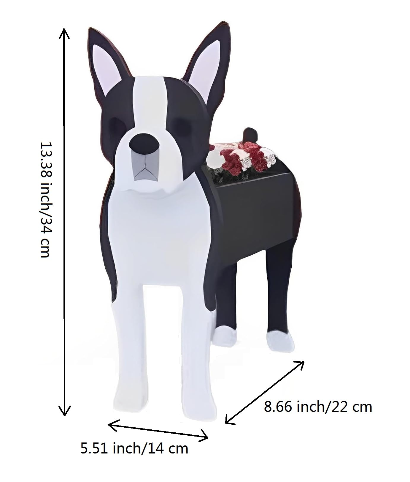 Bamboo's Grocery LoKii Boston Terrier Dog Planter - Cute Animal Shaped Flower Pot for Indoor Outdoor Garden Decor | Perfect for Succulents, Herbs & Home Decoration
