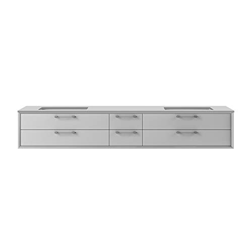 Wall-Mount Vanity Cabinet with 4 Drawers & Solid Surface Countertop - Perfect for Bathroom Renovation