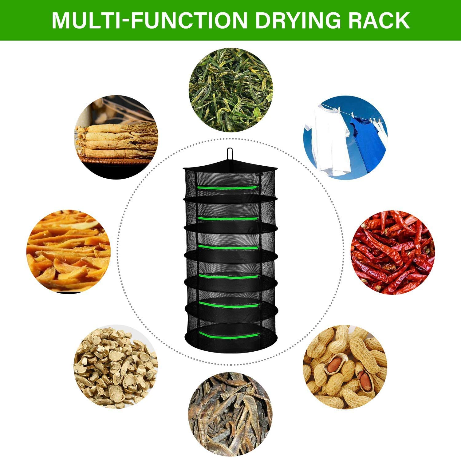 iPower 16-Inch Bud Leaf Bowl Trimmer with Upgraded Gears - Twisted Spin Cut for Plants & Flowers - Includes 2ft 6-Layer Hanging Herb Drying Rack & 6.5