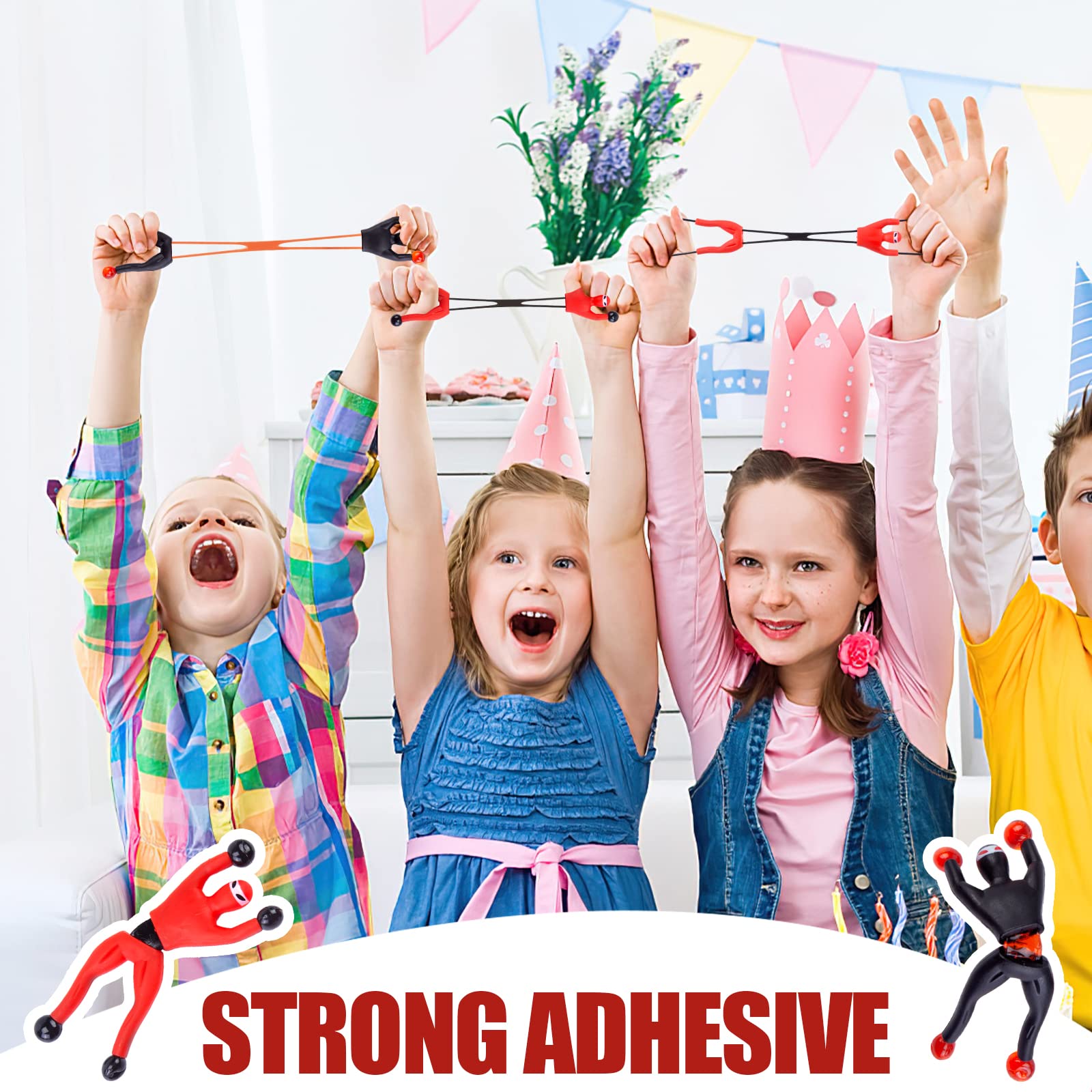 AMOR PRESENT 42PCS Sticky Ninja Climbing Toys - DIY Wall Crawlers with Stickers, Stretchy Window Climbers for Kids - Perfect for Birthday Party Favors, Classroom Rewards & Indoor Play Activities