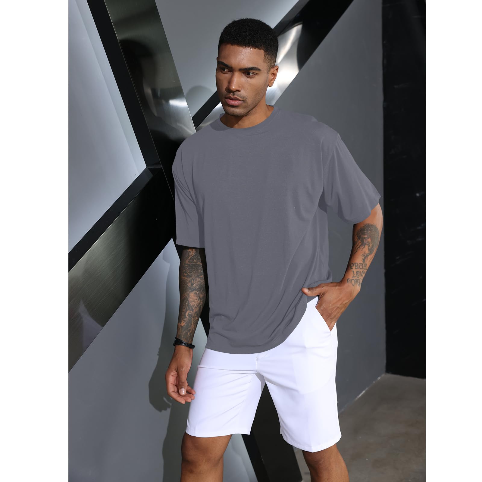 Men's Oversized Workout T-Shirts - Lightweight Quick Dry Short Sleeve Crew Neck Athletic Tee - Loose Fit Gym Shirts for Running, Training & Casual Wear