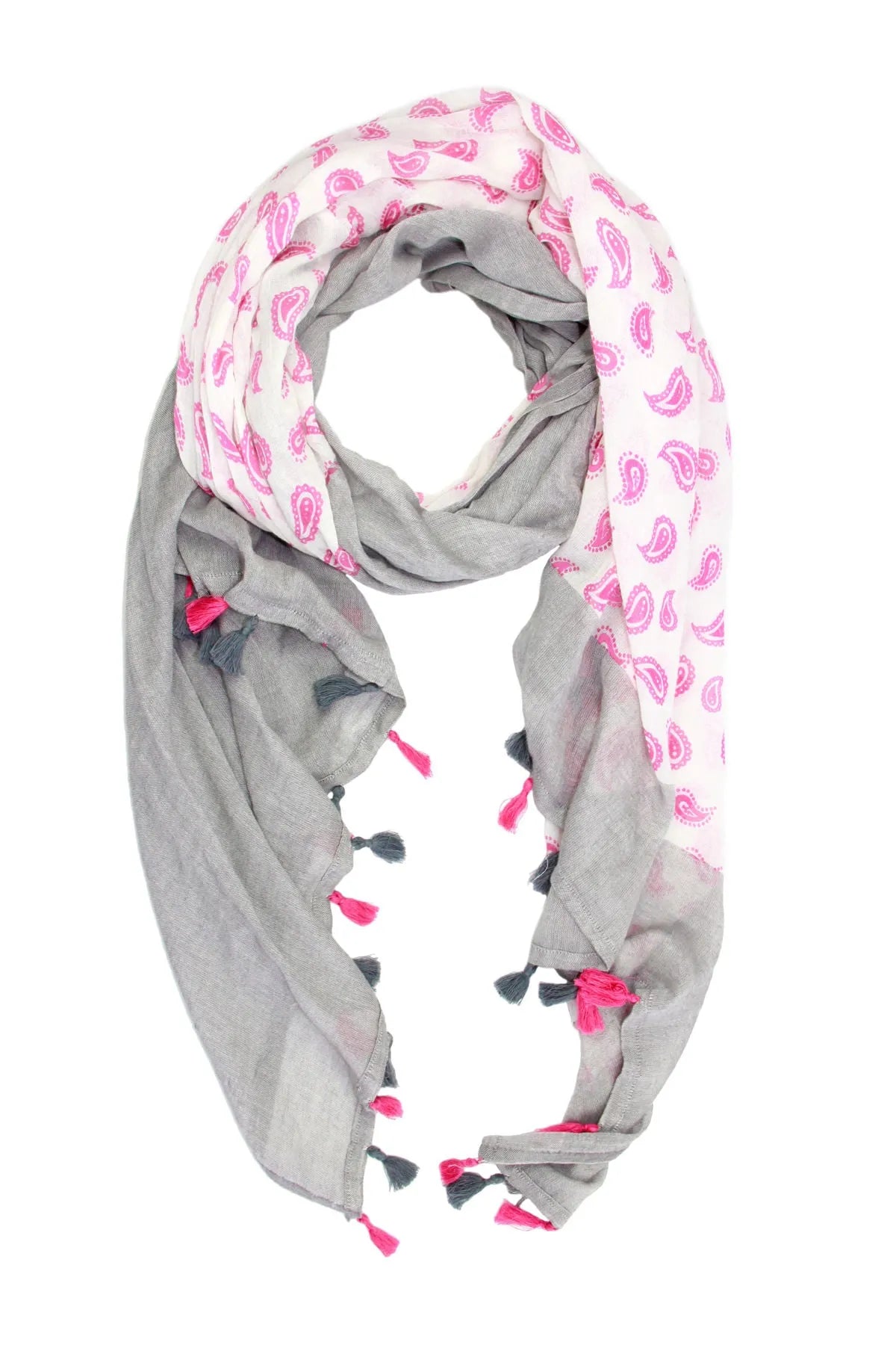 Stylish Paisley Print Scarf with Elegant Tassel Fringe - Soft Fashion Accessory for Women, Perfect for Fall Outfits, Office Wear and Special Occasions