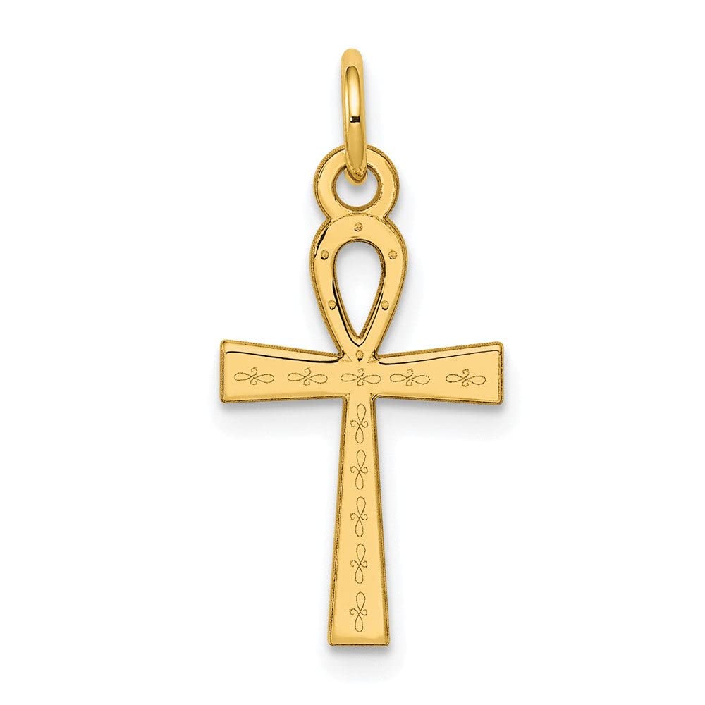 14k Gold Ankh Cross Pendant Necklace for Women - Solid Polished Religious Jewelry - Perfect for Everyday Wear, Gifts & Spiritual Occasions