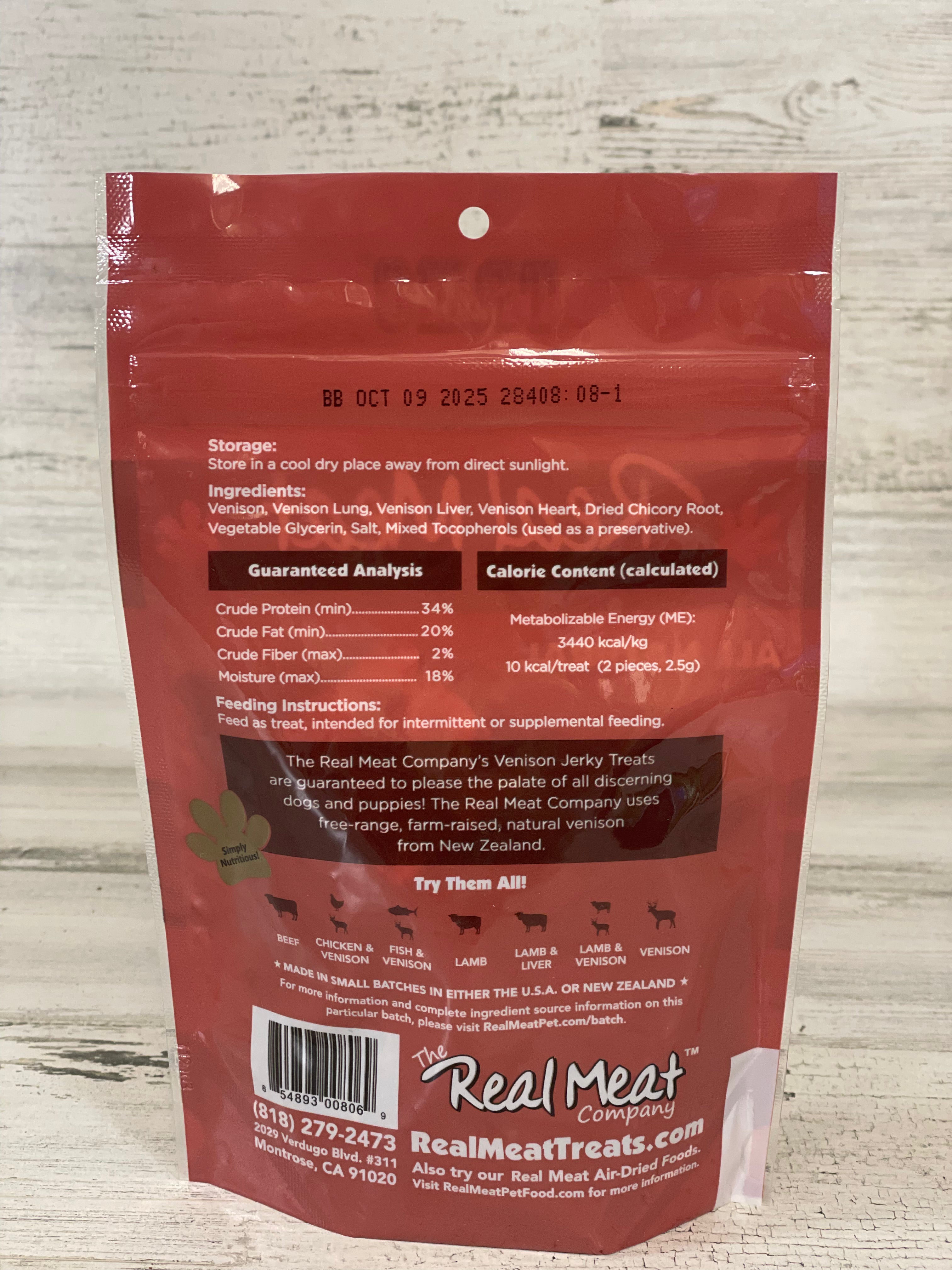 Premium Real Meat Venison Jerky Dog Treats - High Protein, Grain-Free, All-Natural Snacks for Training & Rewards - Perfect for Outdoor Adventures & Hiking with Your Pet