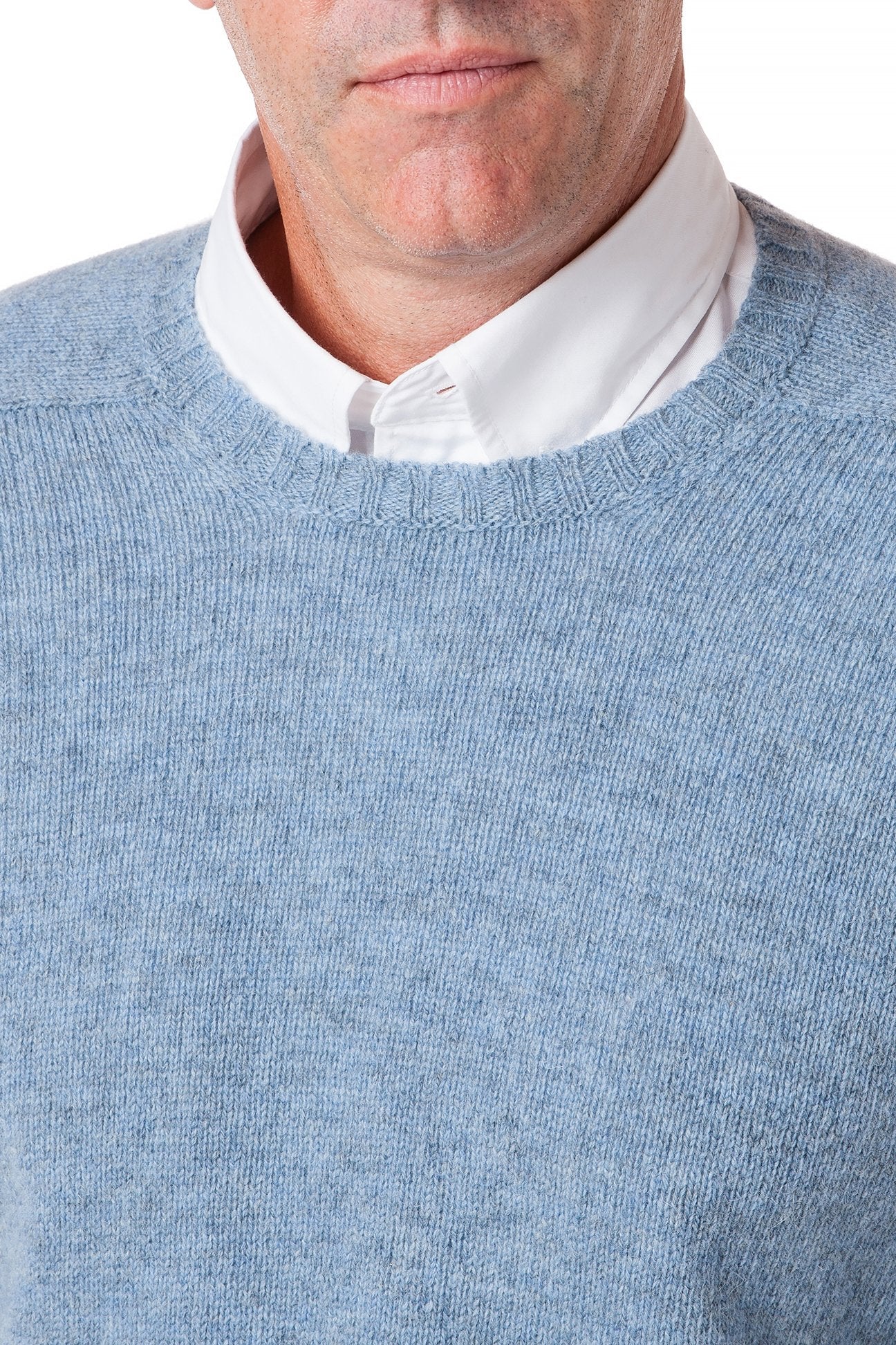 Premium Scottish Shetland Wool Crew Neck Sweater - Soft Blue Mix Color | Warm Winter Knitwear for Men & Women | Perfect for Casual Outfits, Office Wear & Holiday Gifts