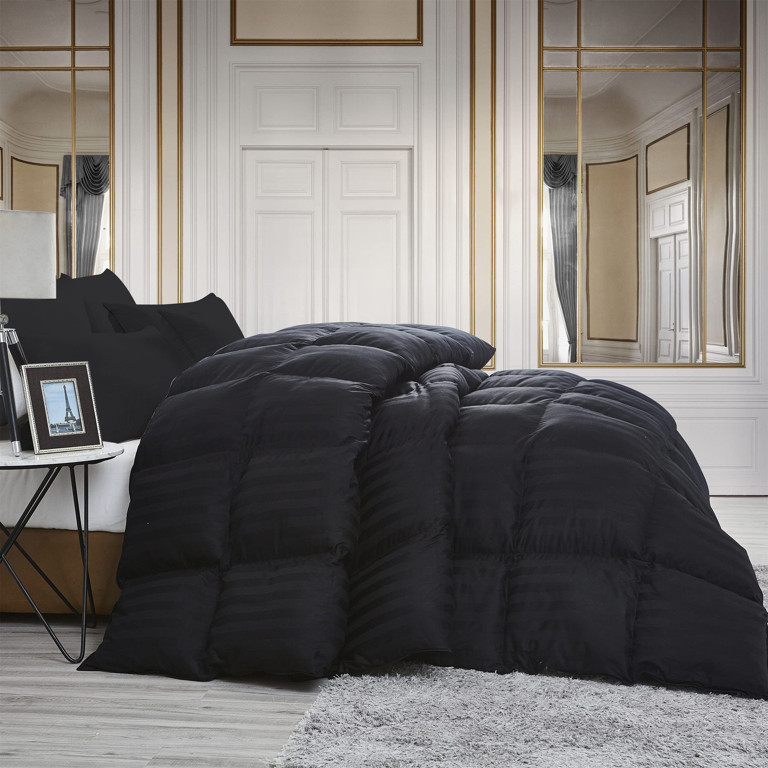 Luxurious Down & Feather Comforter Duvet Insert - 100% Cotton Cover, White & Black Options - Palatial King Size for Ultimate Comfort | Perfect for Master Bedrooms, Guest Rooms & Luxury Hotels