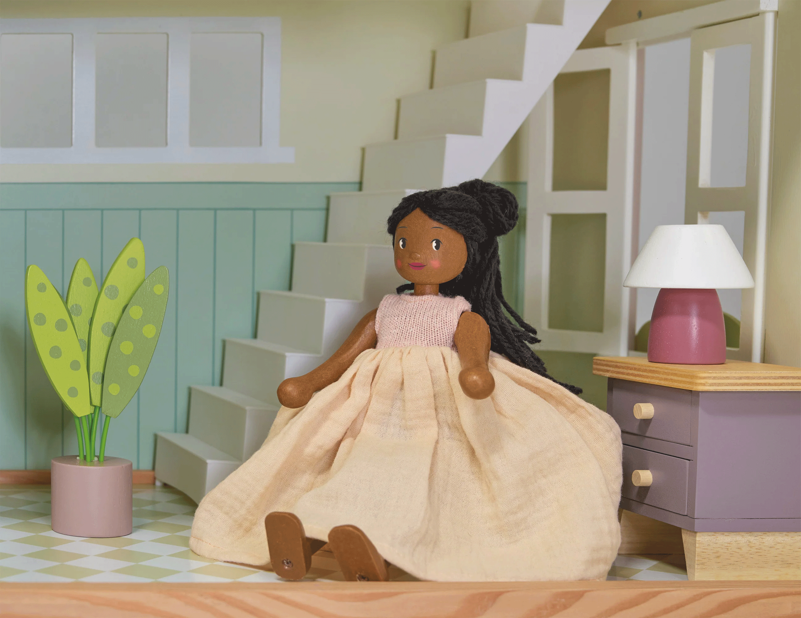 Tenderleaf Toys Wooden Lola Doll - Handcrafted Wooden Baby Doll for Kids | Perfect for Pretend Play, Nursery Decor & Gift Giving
