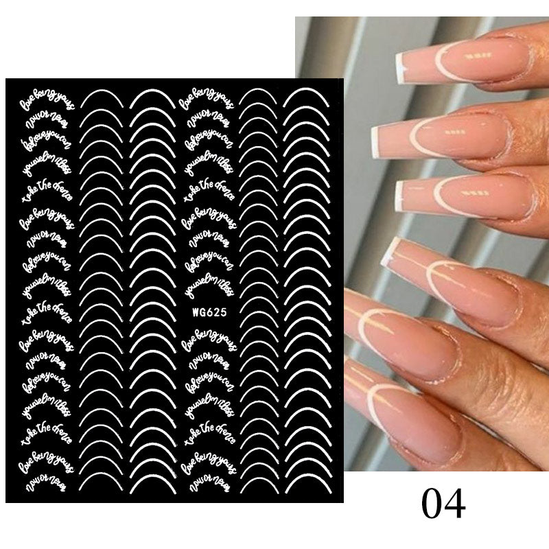 French Style 3D Nail Stickers - Self-Adhesive Nail Art Decals for Women | Perfect for Parties, Weddings & Special Occasions