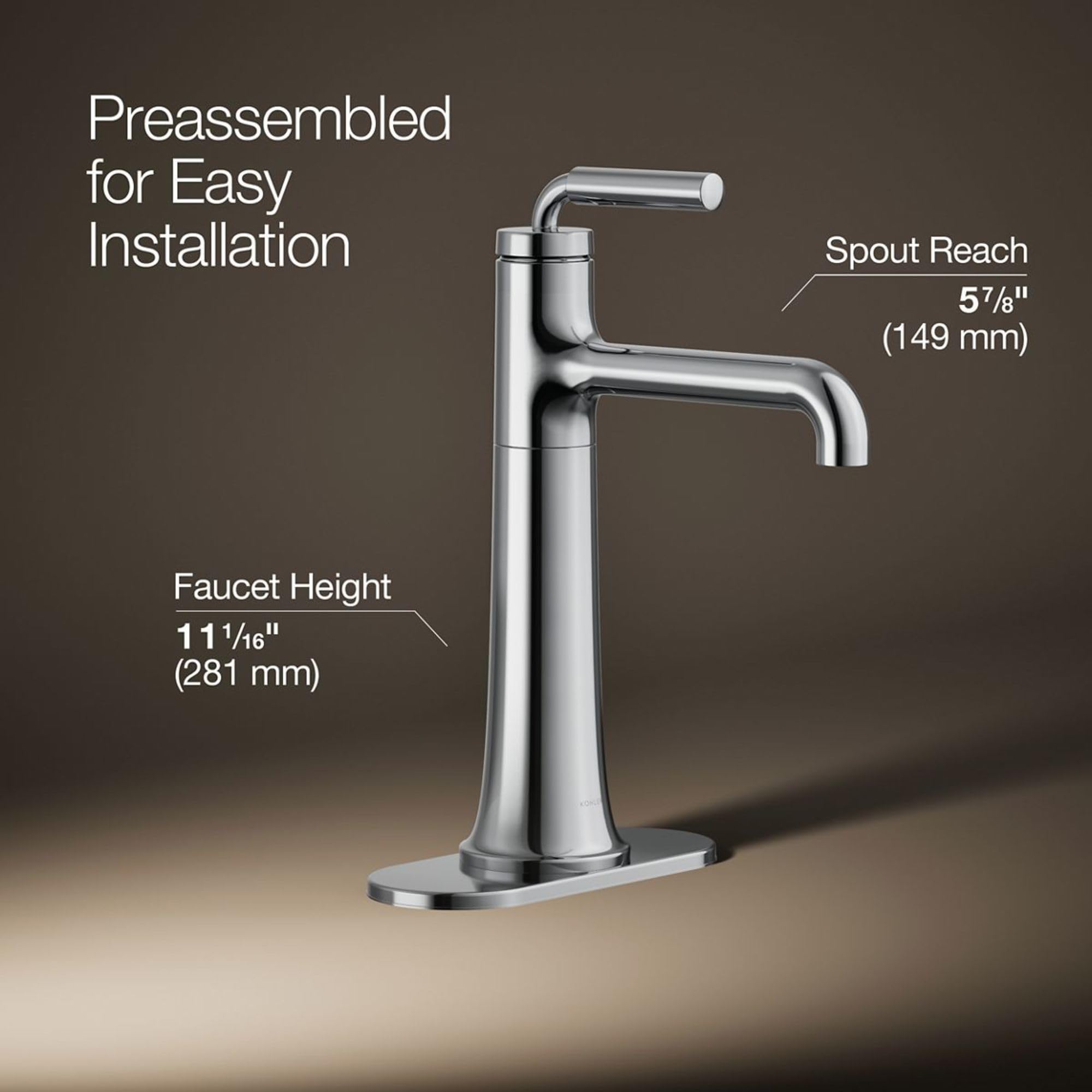 High Flow 1.2 GPM Single Handle Bathroom Sink Faucet - Modern Tall Spout Design for Vanity & Powder Room Installation