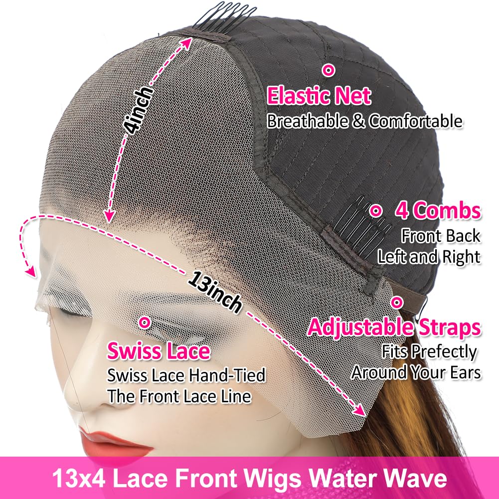 Subella HD Transparent Highlight Lace Front Wigs 180% Density Brazilian Human Hair - 4/27 Straight Pre Plucked Hairline with Baby Hair for Black Women (24 Inch) | Perfect for Daily Wear, Parties & Special Occasions