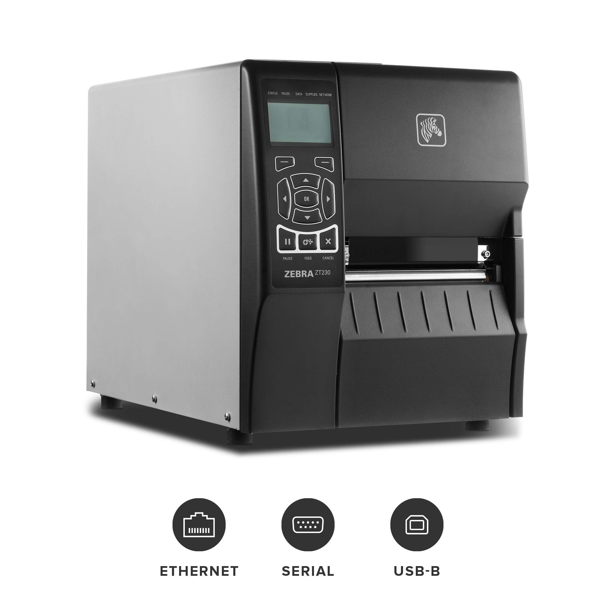 Zebra ZT230 Industrial Label Printer - 300dpi High Resolution, USB/LAN/Serial Connectivity, Commercial Barcode Printing for Warehouses, Retail & Logistics (New)