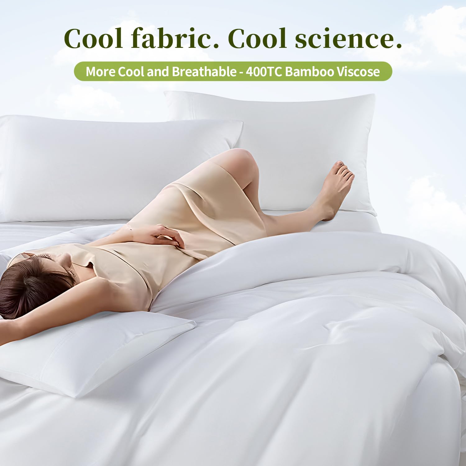 Bamboo Viscose Queen Size Bed Sheets Set of 4 - Ultra Cooling & Silky Soft, 16