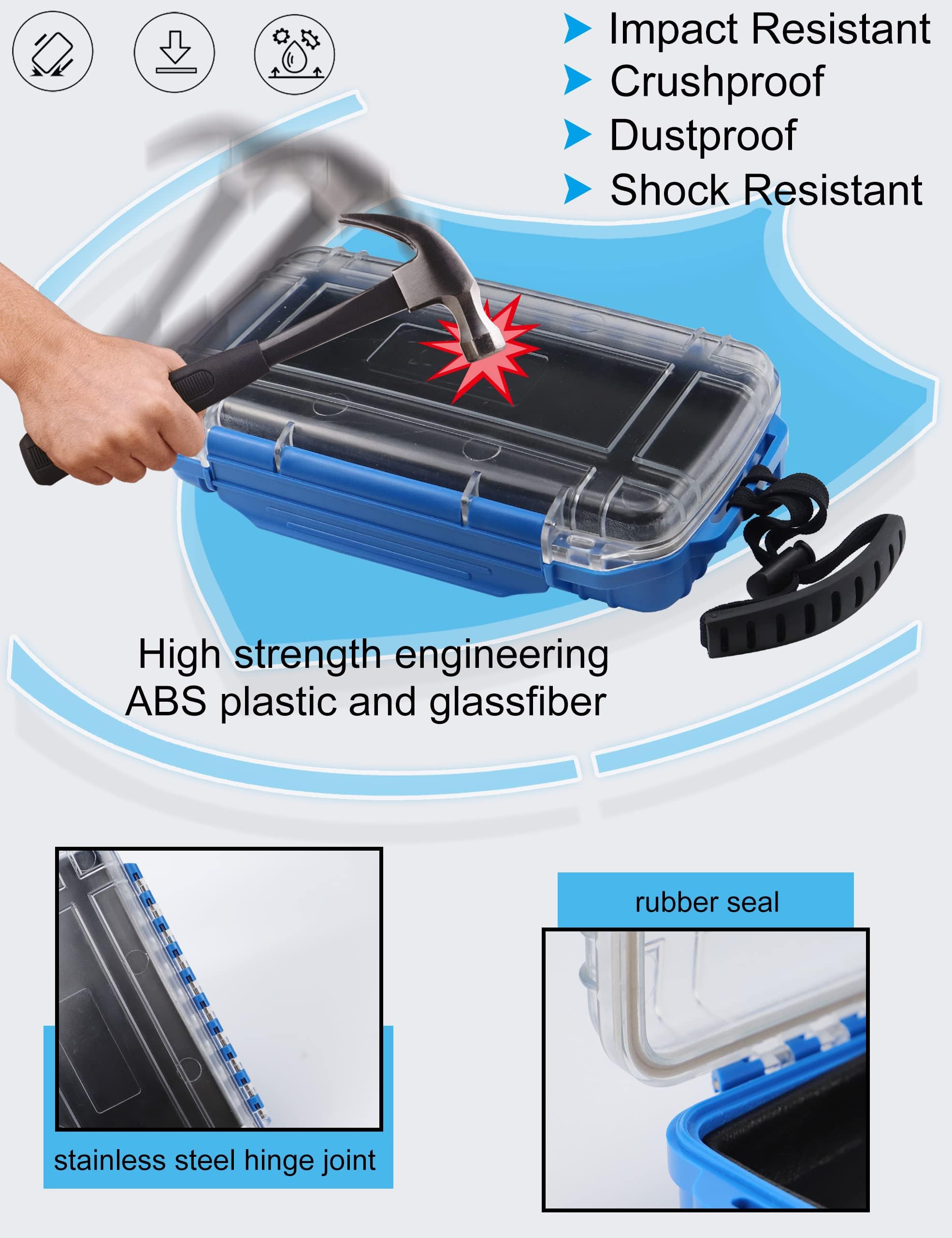 **Hlotmeky Waterproof Dry Box - IPX8 Waterproof Phone Case for Kayaking, Boating, Diving & Outdoor Activities - Compact Watertight Storage Container for Phones, Keys & Essentials (Blue)**