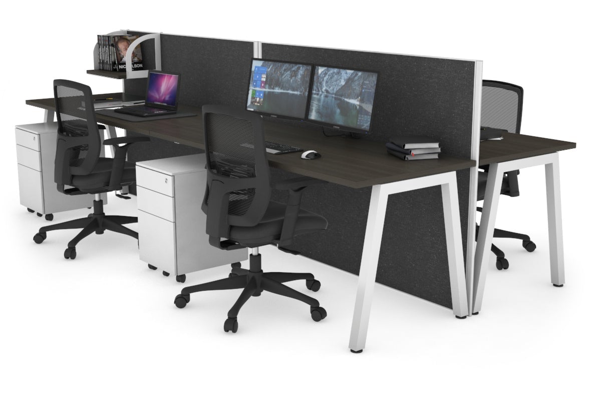 Horizon Quadro 4-Person Office Workstation Bench with A-Legs - 1200L x 700W Dimensions - Perfect for Collaborative Workspaces, Conference Rooms & Open Office Layouts