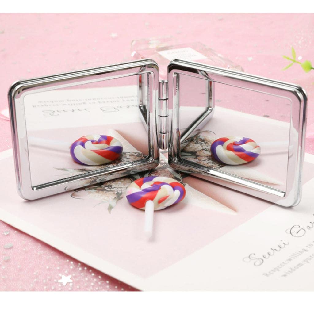 VMS INDIA Girls Handheld Compact Makeup Mirror with Magnifying Glass - Folding Vanity Round Mirror for Travel, Home & Professional Makeup Application