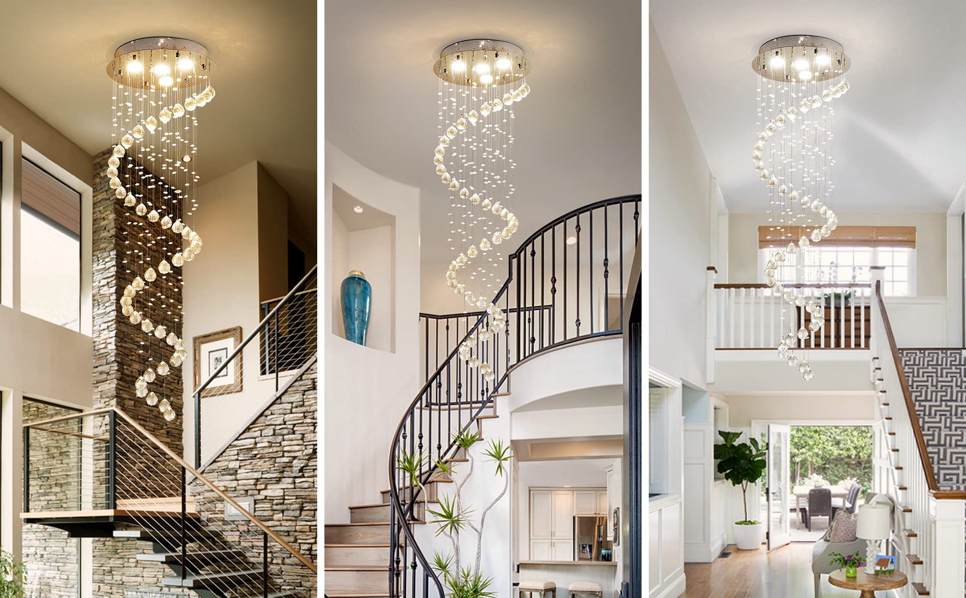 Modern Crystal Chandelier 4-Light Pendant - 50