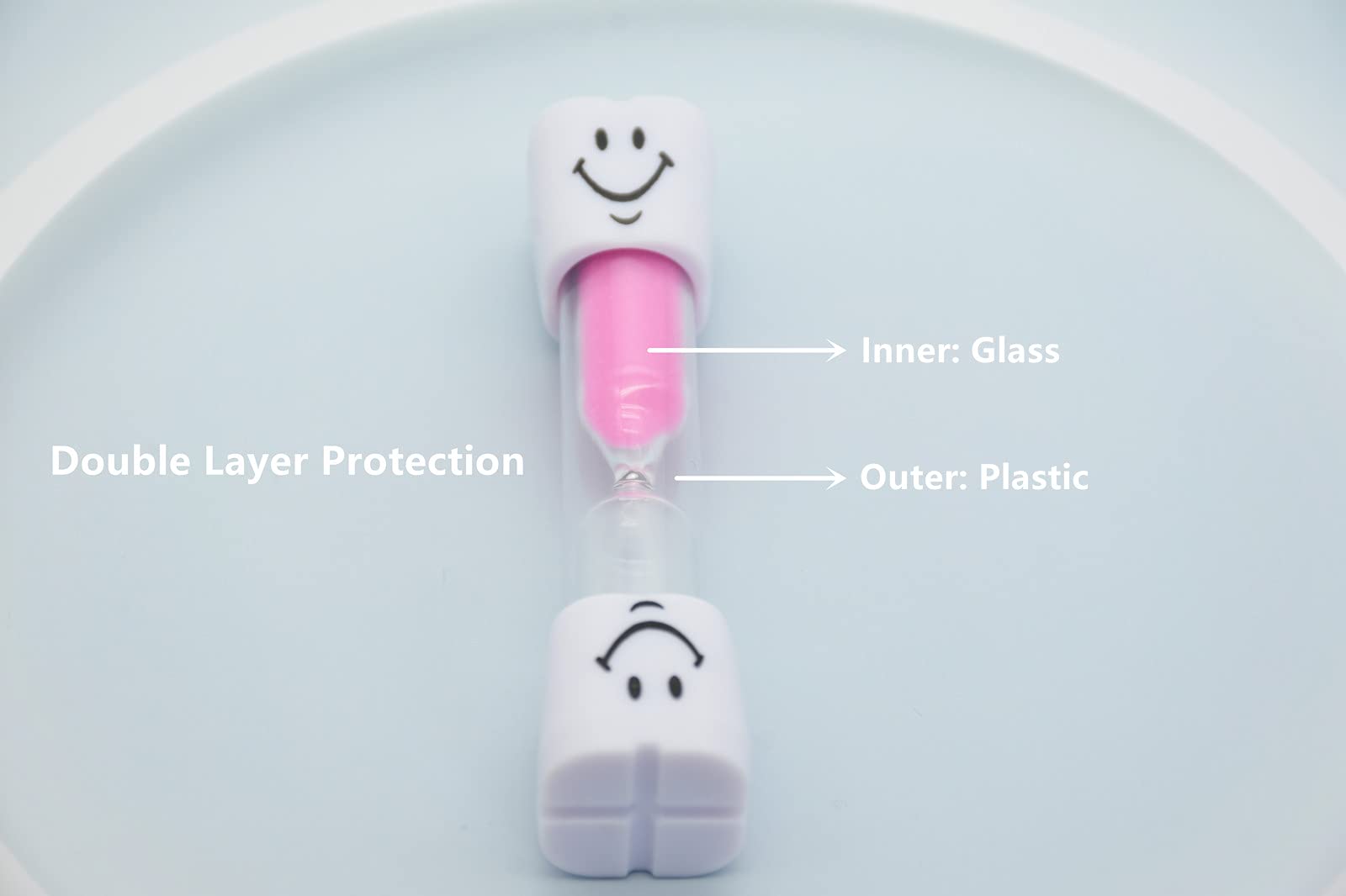 8 Pack Colorful Smiley Face 3-Minute Sand Timer Set - Fun Hourglass Timer for Kids' Tooth Brushing, Classroom Games, Board Games & Time Management Activities