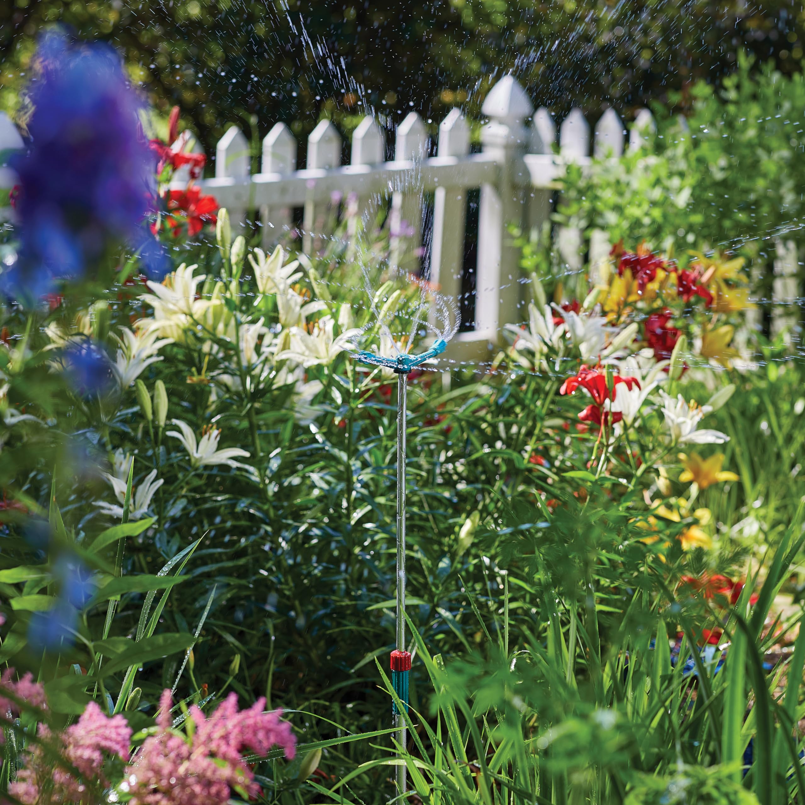 Gilmour Medium Coverage Elevated Sprinkler - Adjustable Telescoping Pole with 360 Degree Rotation for Lawn & Garden Watering System | Perfect for Large Yards, Flower Beds & Vegetable Gardens