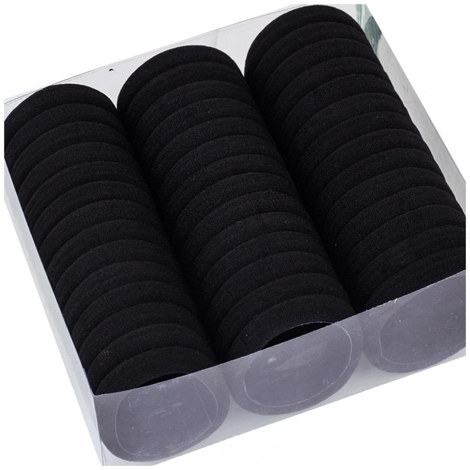 50 Pieces Black Hair Ties - Soft Elastic Hair Bands for Women & Girls - Perfect for Thick, Curly, Fine Hair & Ponytails - Great for Workouts, School, Office & Everyday Use