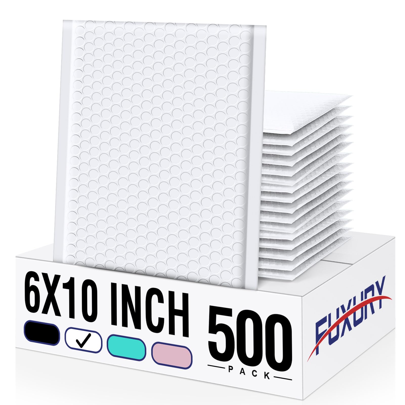 Fuxury 500 Pack 6x10 Inch White Bubble Mailers - #0 Thick Padded Shipping Envelopes with Strong Adhesion for Mailing Jewelry, Makeup, Cosmetics & Small Items - Perfect for Ecommerce, Amazon FBA & Small Business Shipping