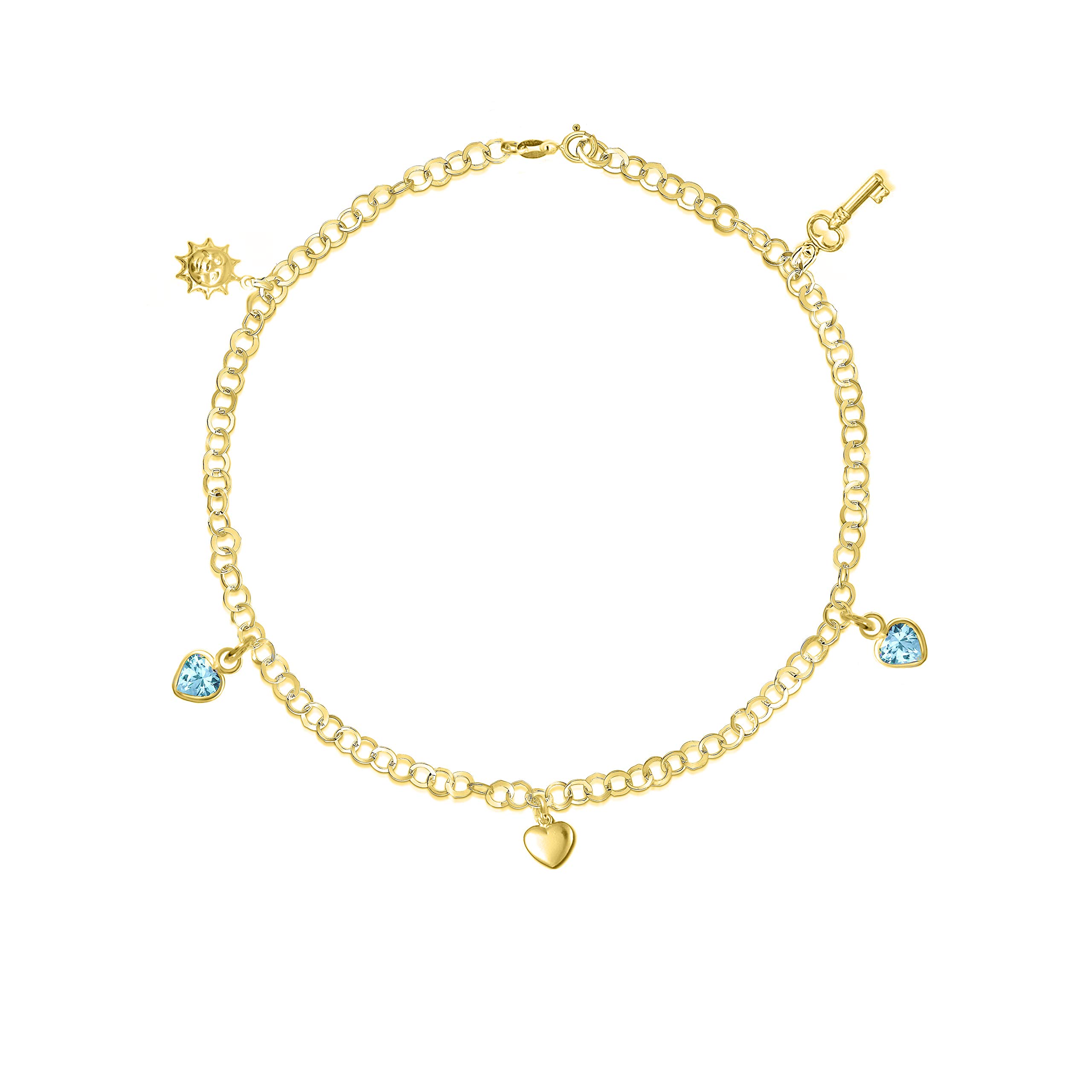 925 Sterling Silver Charm Anklet for Women - 10