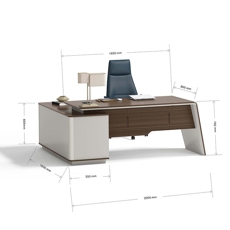 Premium ANDERS Executive Desk with Reversible Return - 2.0M Length in Hazelnut & Beige Finish | Modern Home Office Furniture for Professionals & Remote Workers