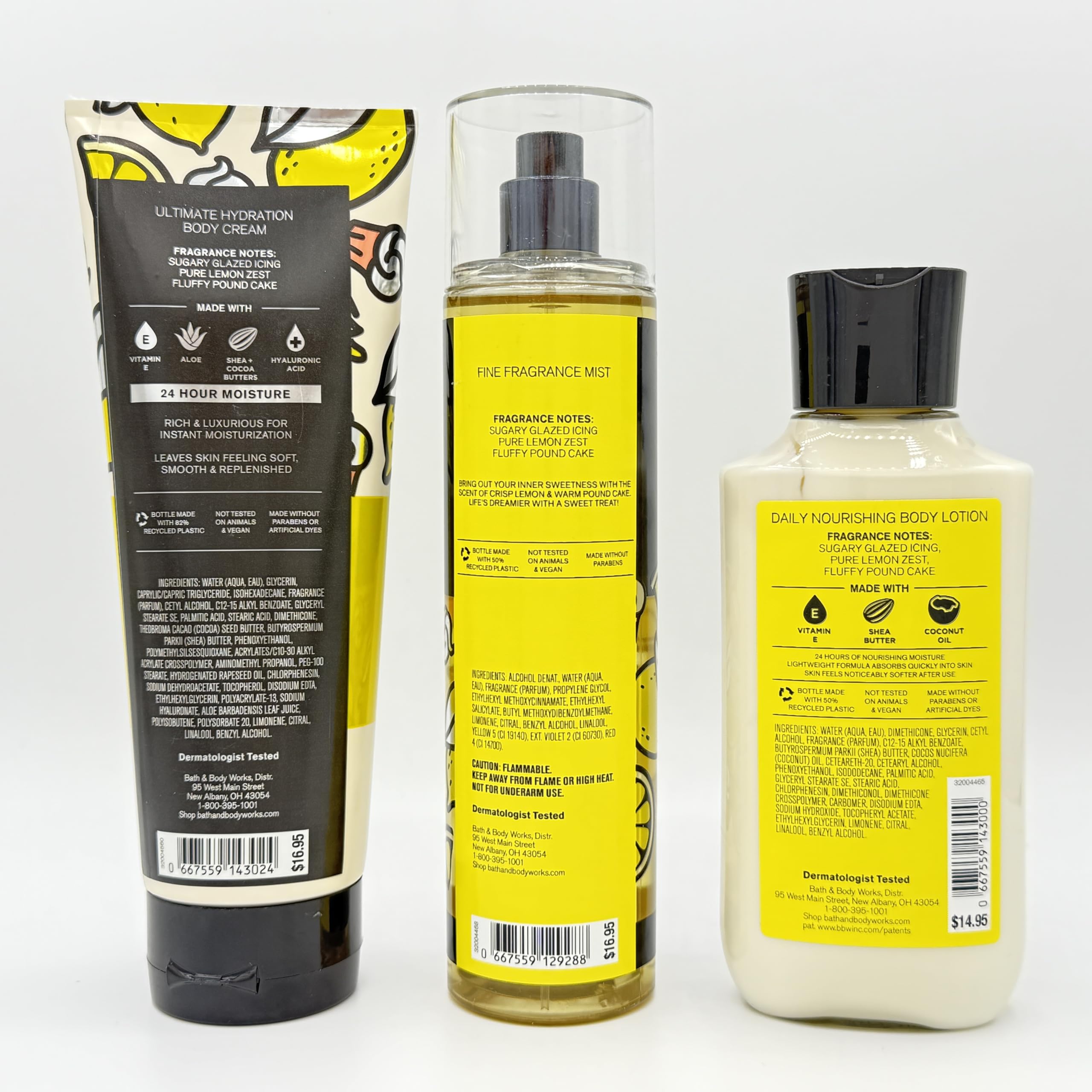 Refreshing Iced Lemon Pound Cake 3-Piece Bath & Body Gift Set - Hydrating Body Cream, Fragrance Mist & Nourishing Lotion for Dry Skin Care | Perfect for Spa Day, Self-Care Routine & Birthday Gifts