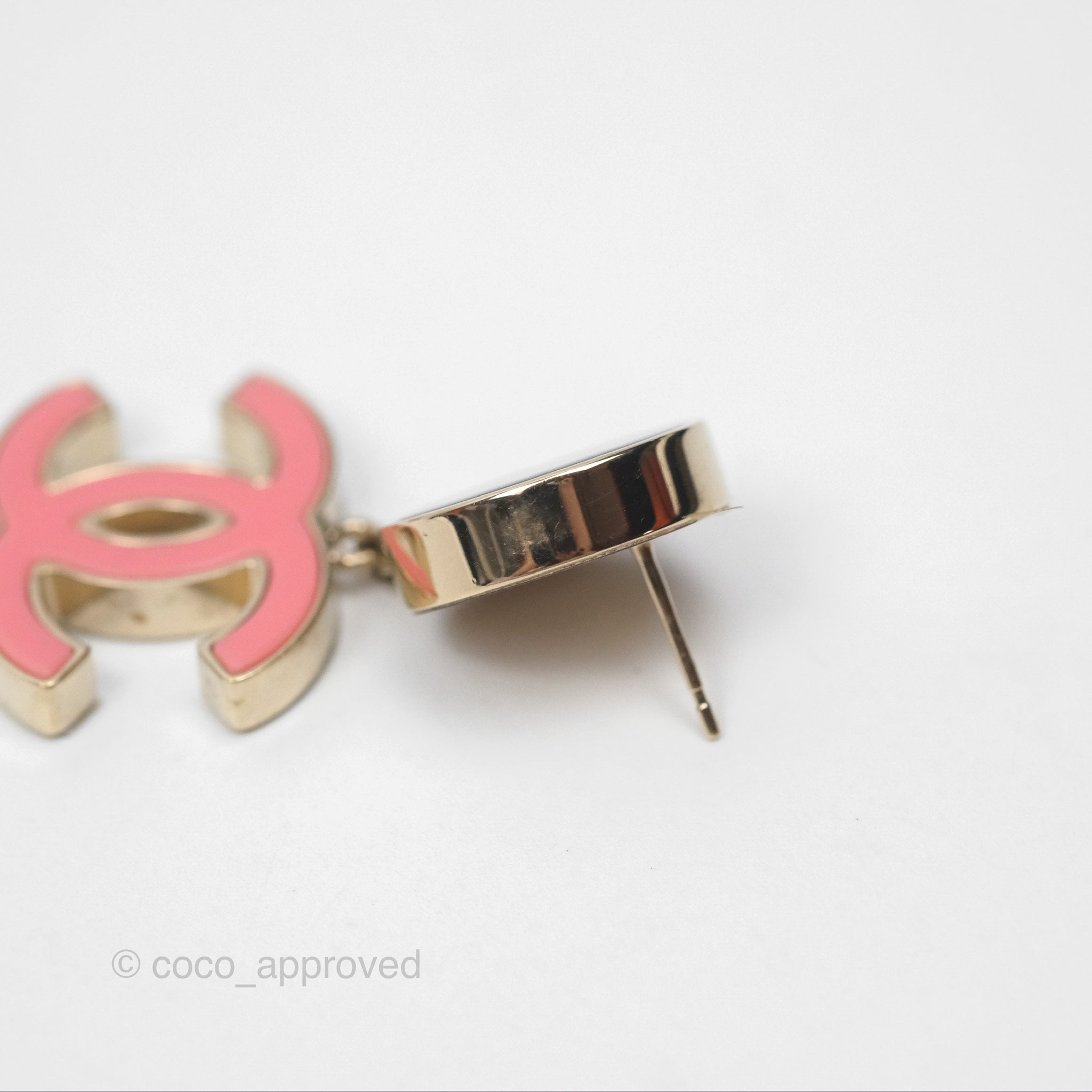 Chanel CC Logo Enamel Pink & Black Drop Earrings - Luxury Fashion Jewelry for Women, Perfect for Parties, Weddings & Special Occasions
