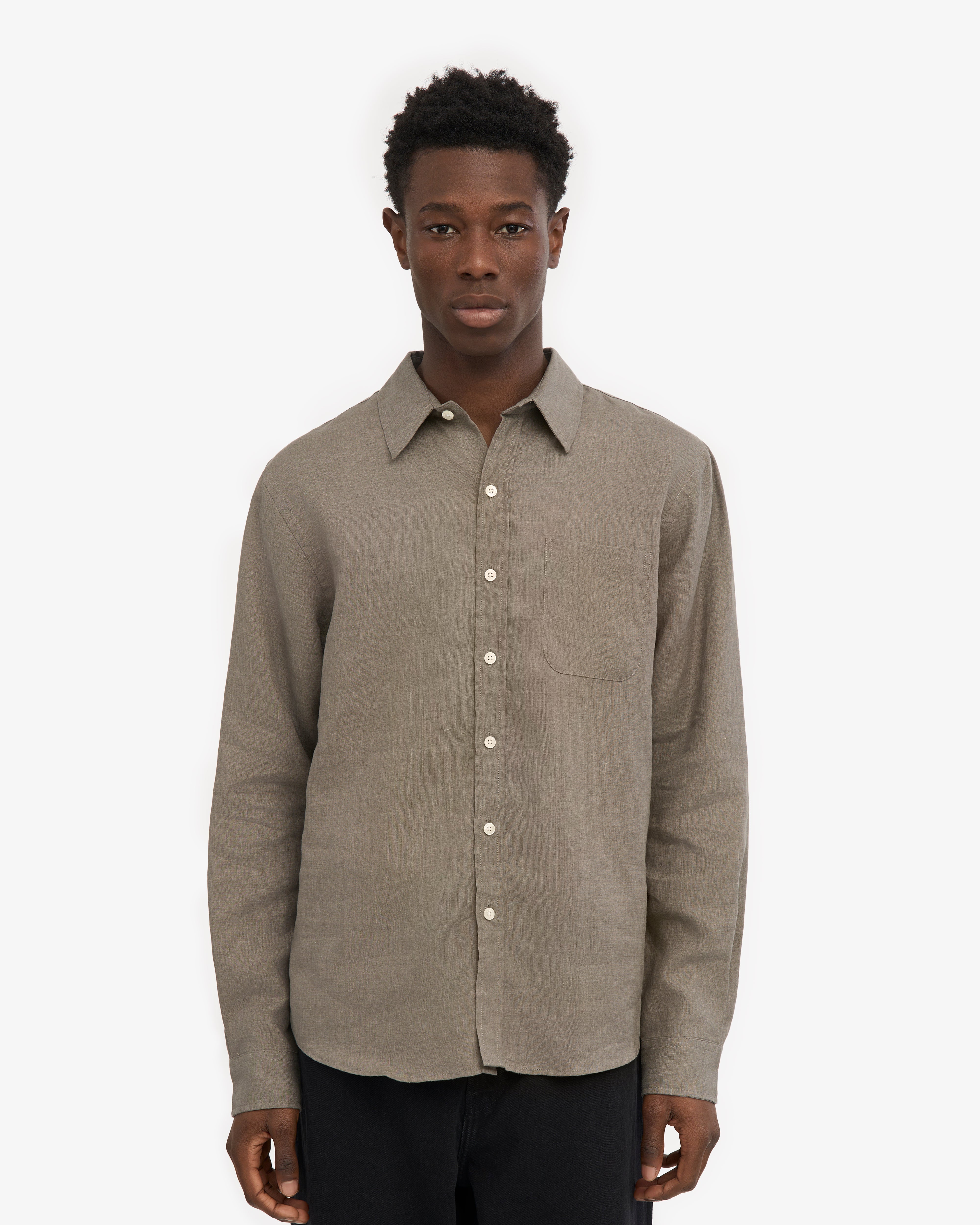 Premium Linen Shirt for Men - Breathable & Comfortable Dusty Olive Casual Button Down Shirt - Perfect for Summer, Beach, Travel & Outdoor Activities