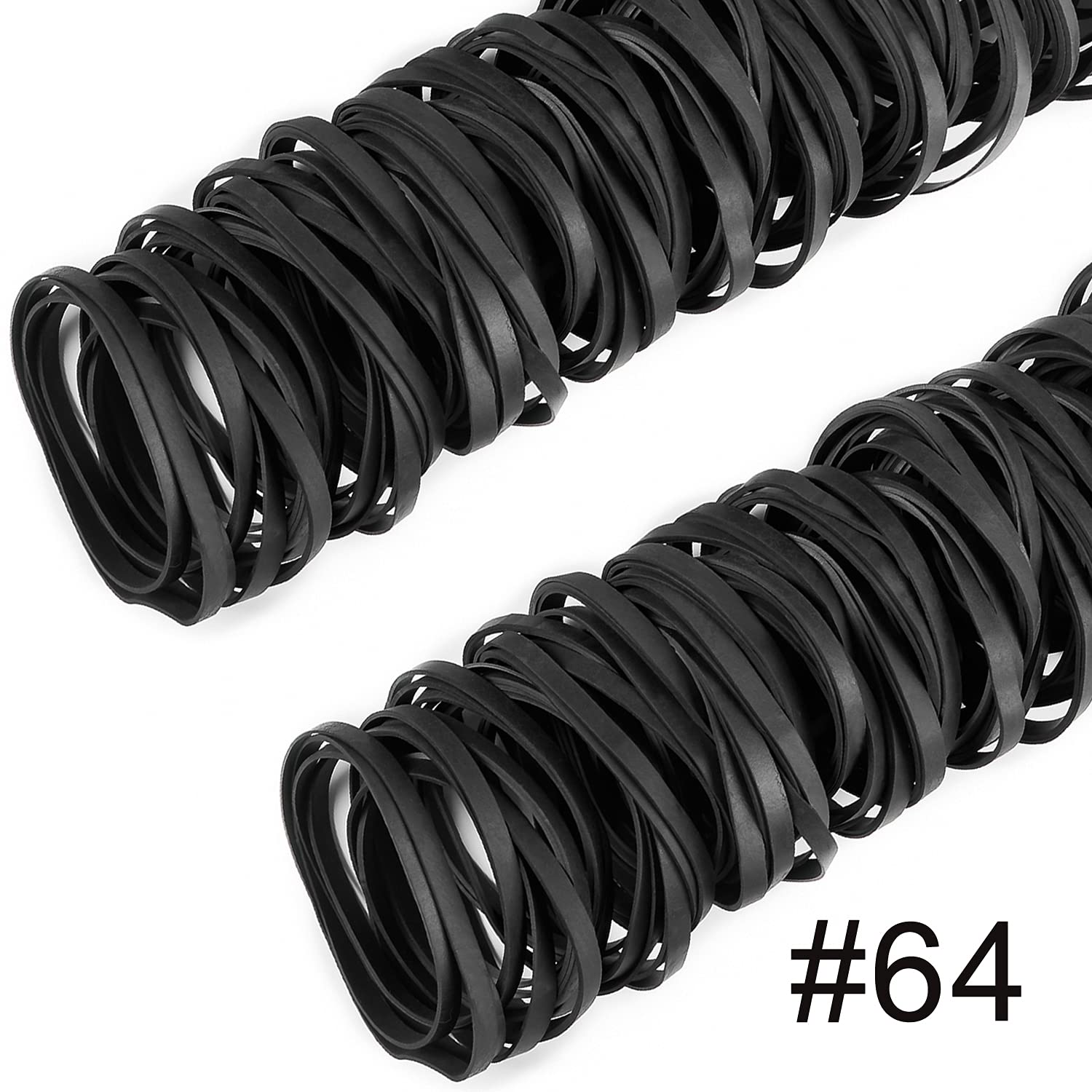 AMUU #64 Black Rubber Bands - 110 Pcs (0.5 lb) Heavy Duty Elastic Bands for Office, Home & Money Organization | Tactical Stretch Bands for Bundling, Securing & DIY Projects