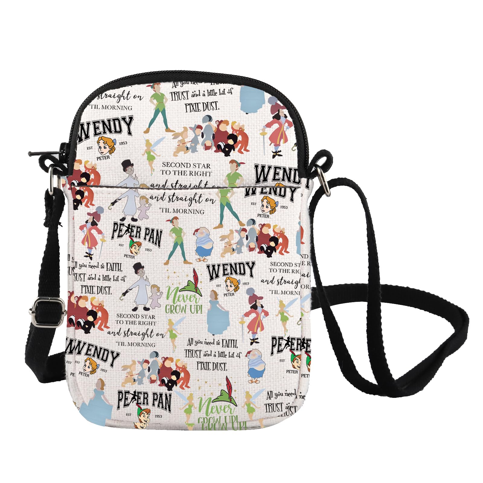 Peter Pan Inspired Crossbody Bag - Fairy Tale Fans Gift, Tinker Bell Messenger Bag, Disney Cartoon Movie Merch - Perfect for Cosplay, Conventions & Disney Themed Parties