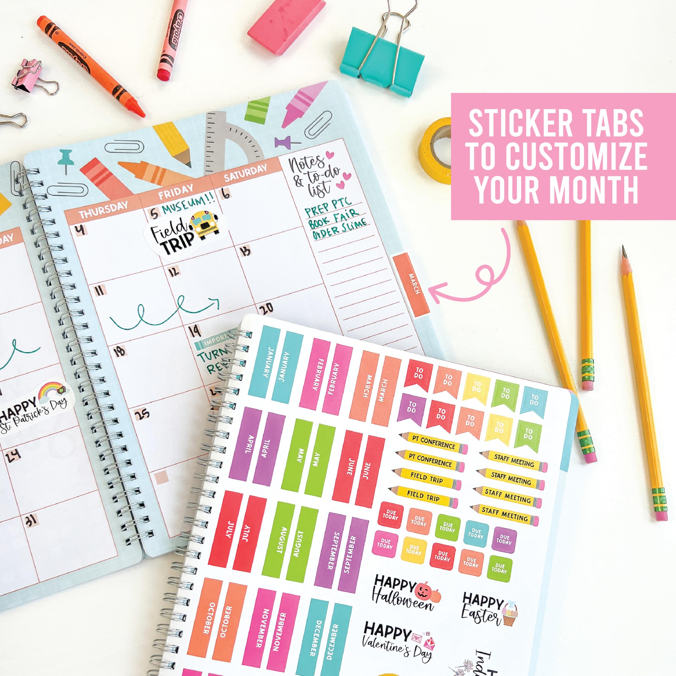 2025-2026 Teacher Planner - Undated Lesson Plan Book with Stickers, Monthly & Weekly Calendar, Student & Substitute Teacher Sections - Colorful Classroom & Homeschool Organizer for Elementary, Middle & High School Teachers - Perfect for Lesson Planning, Grade Tracking & Classroom Management