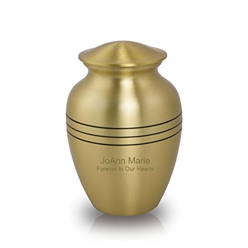 Classic Brass Cremation Urn for Human Ashes - Small Bronze Gold Memorial Urn with Custom Engraving - Perfect for Home Display, Funeral Services & Keepsake Memorials