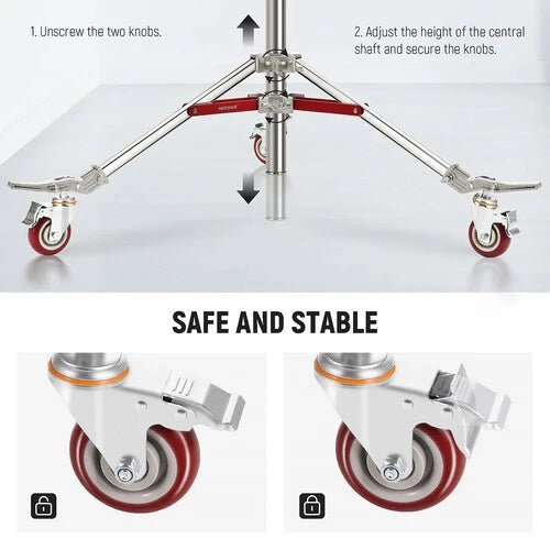 Neewer ST240SS 7.9' Stainless Steel Light Stand with Wheels - Professional Photography & Video Studio Equipment for Portrait, Product Shooting, and Live Streaming