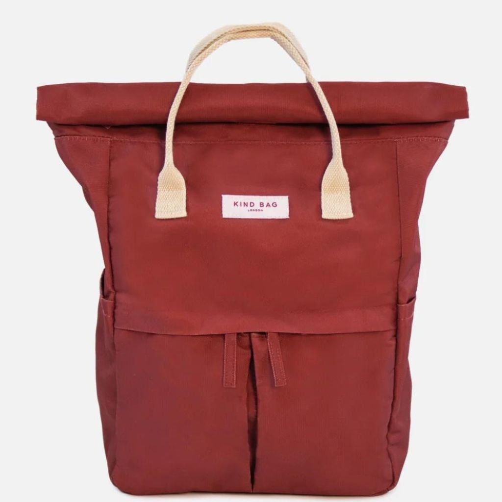 Kind Bags Hackney Medium Backpack - Burgundy Red Laptop Backpack for Work, Travel & College | Water-Resistant Daypack with USB Charging Port
