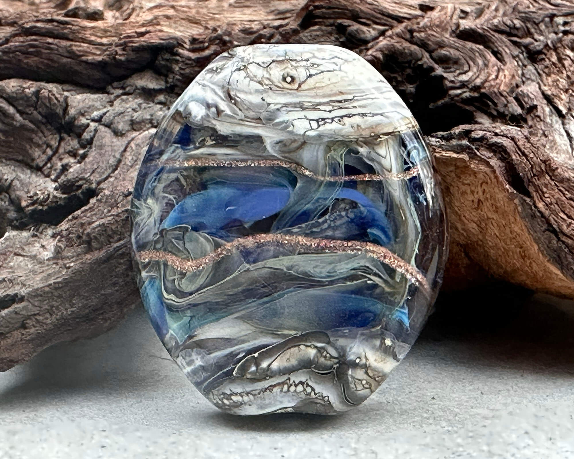 Blue Pearl Organic Lampwork Focal Bead SRA - Handmade Glass Bead for Jewelry Making, DIY Crafts & Beading Projects | Perfect for Necklaces, Bracelets & Earrings
