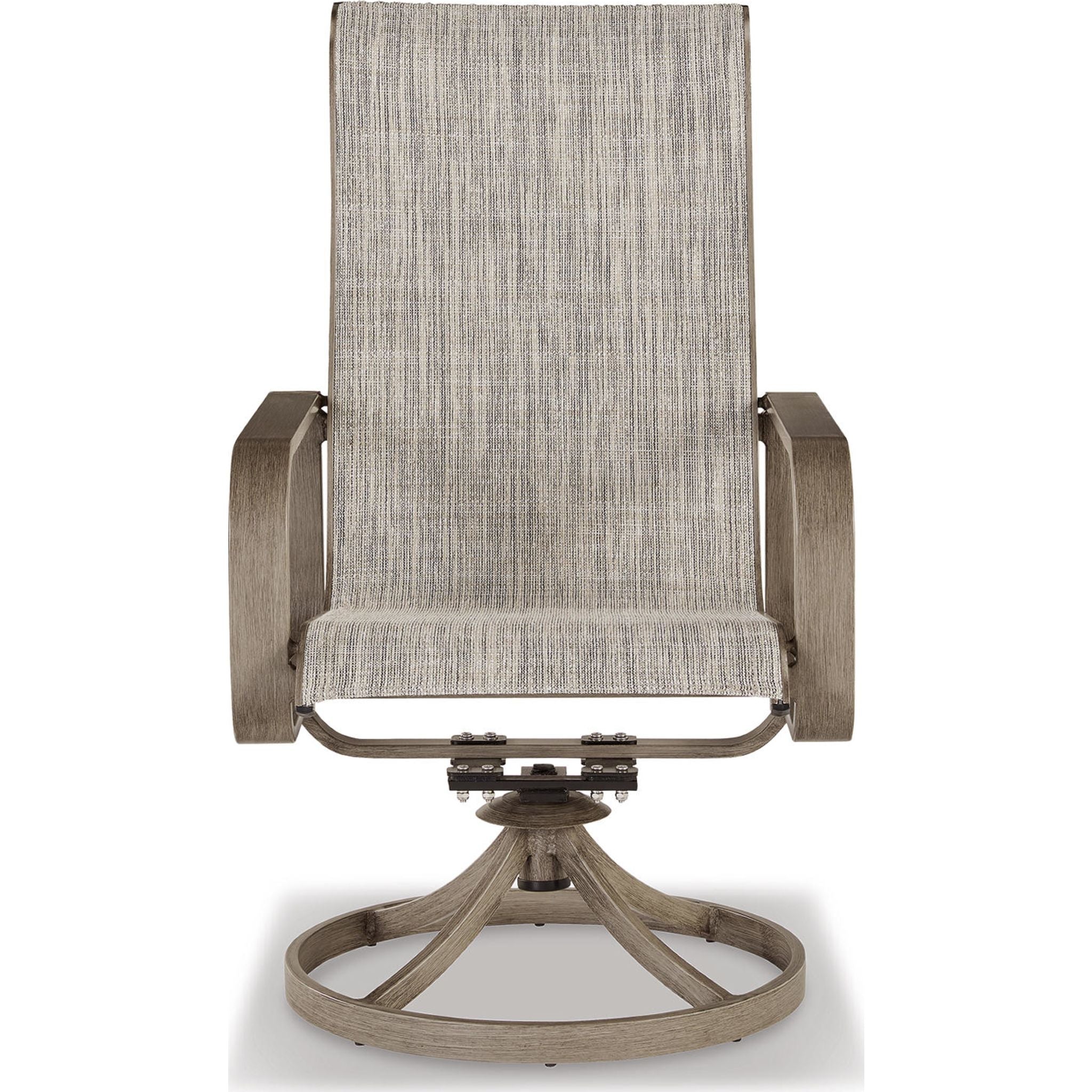 2-Pack Beige Outdoor Sling Swivel Chairs for Patio, Beach, Poolside & Backyard Relaxation - Water-Resistant Wicker Rattan Lounge Chairs with Comfortable Cushions