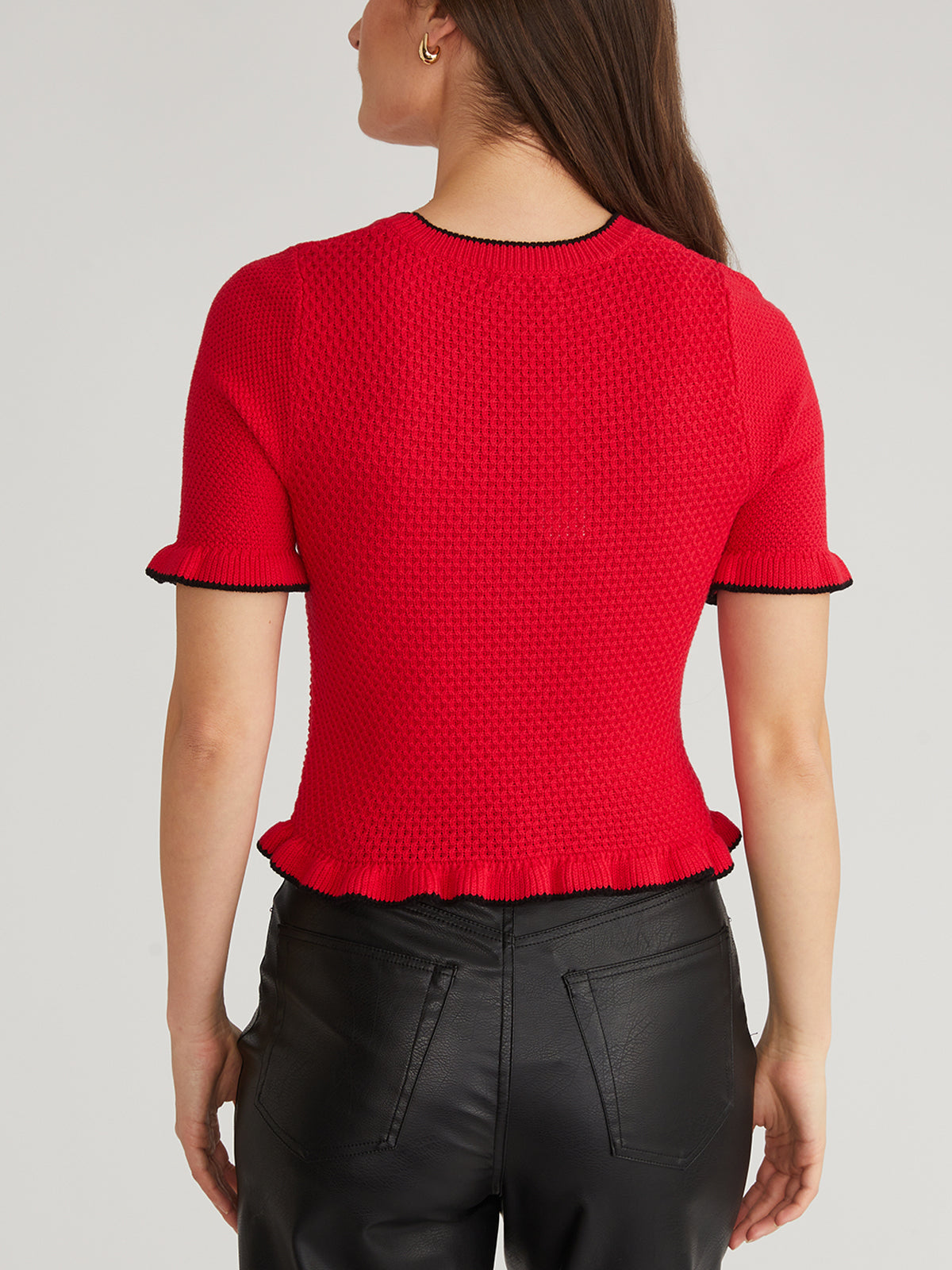 Caroline Women's Tipped Ruffle Pullover Sweater - Stylish Casual Knit Top for Fall & Winter | Perfect for Office, Dates & Holiday Outfits