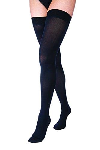 JOBST UltraSheer Thigh High Compression Stockings 20-30 mmHg with Sensitive Top Band - Closed Toe, Medium Petite, Classic Black - Ideal for Travel, Varicose Vein Relief & All-Day Comfort