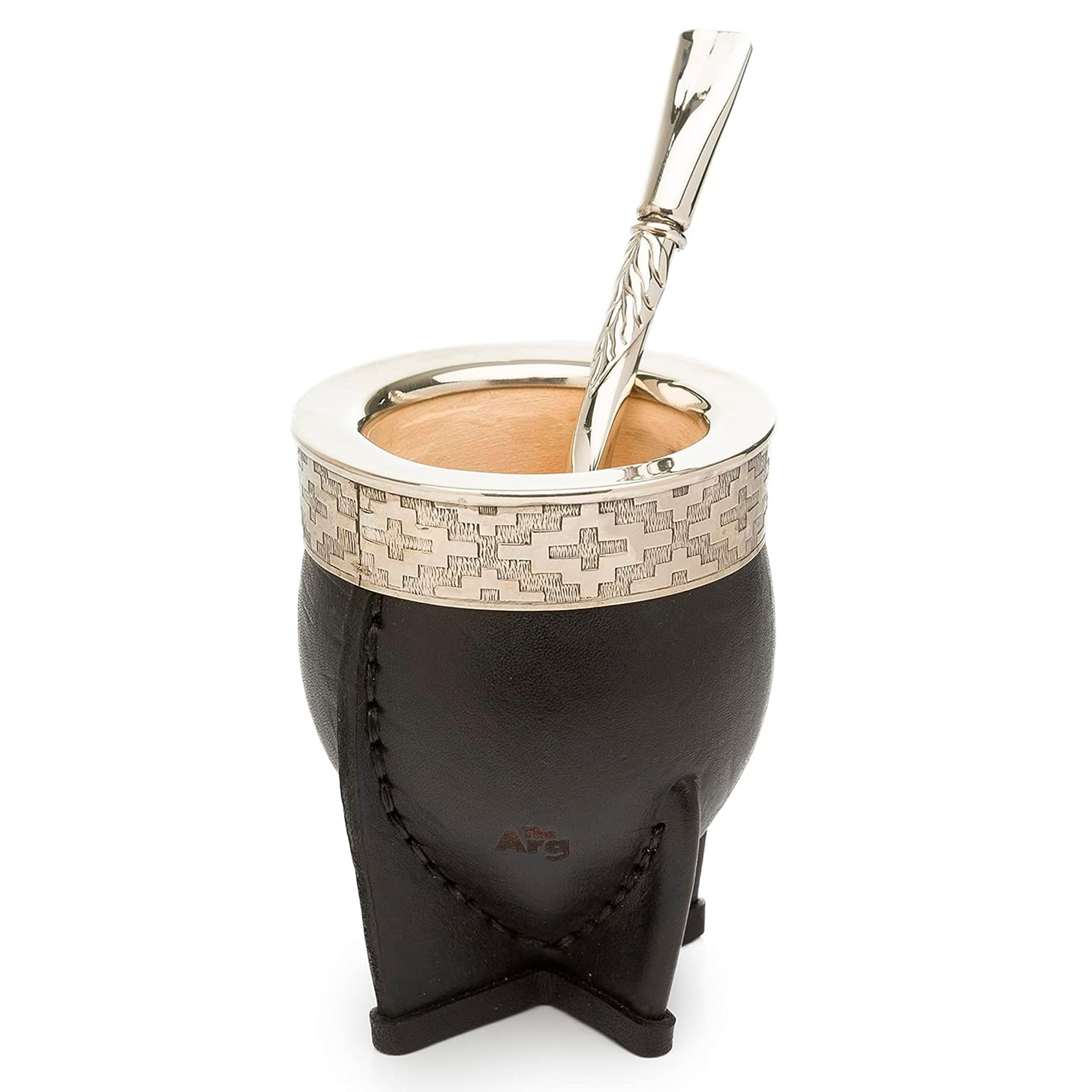 Premium Yerba Mate Gourd Set with Stainless Steel Bombilla Straw - Authentic Handcrafted Leather Mate Cup from Argentina - Perfect for Beach, Camping & Travel - Great Gift for Tea Lovers & Outdoor Enthusiasts