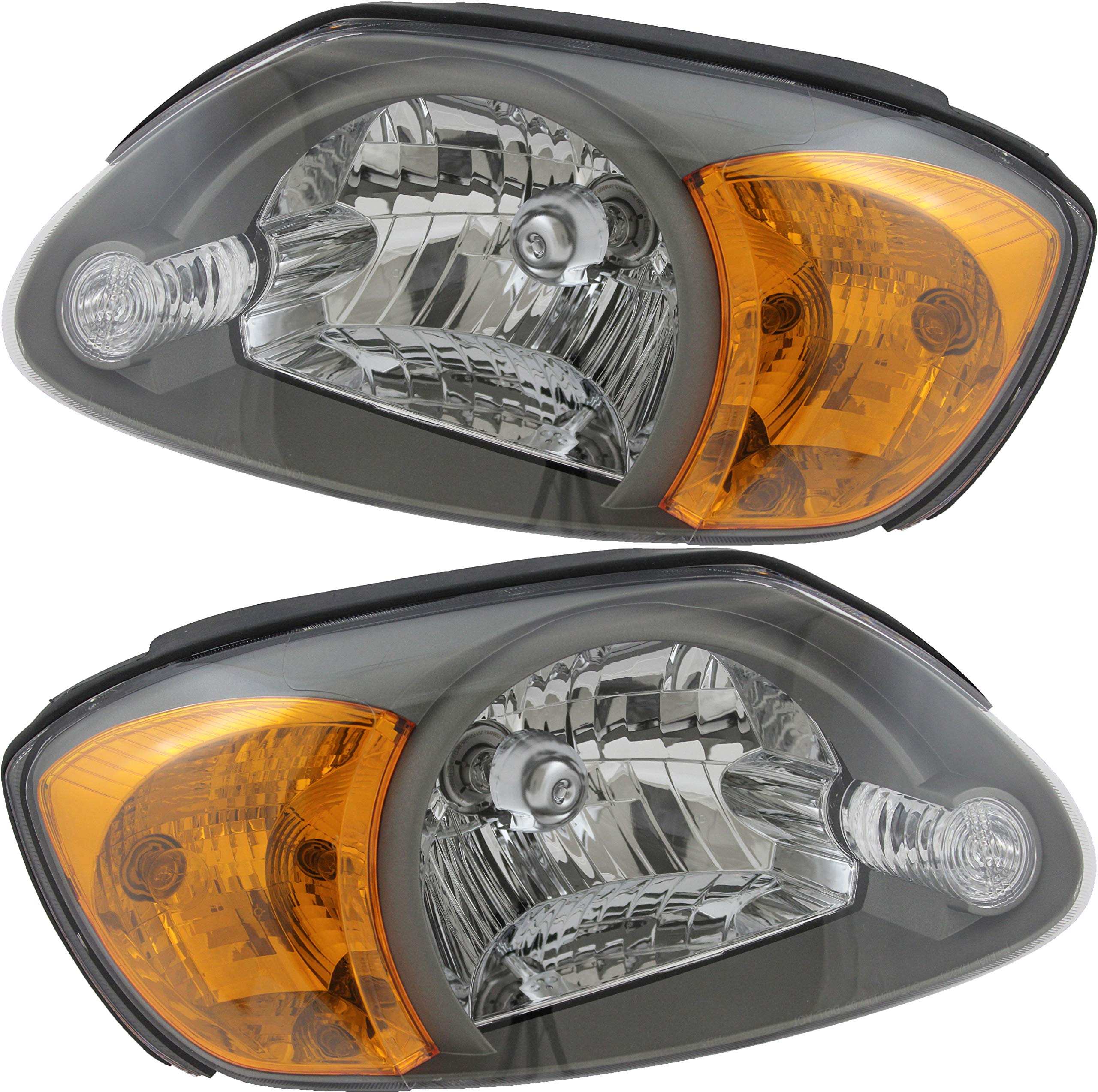 2003-2006 Hyundai Accent Headlight Assembly - Halogen Replacement Lamp Set for Driver & Passenger Side - Perfect for Night Driving & Vehicle Restoration